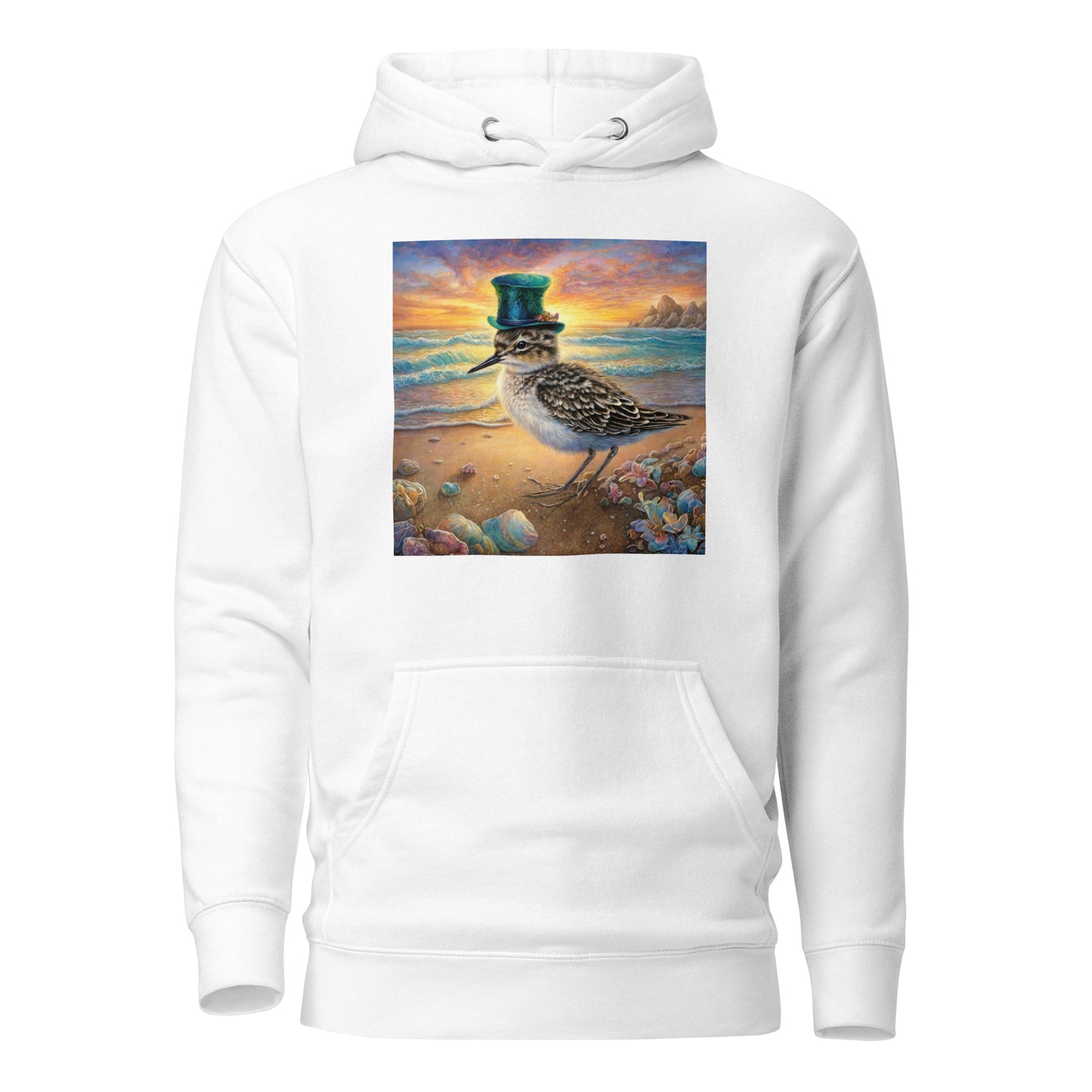 Sandpiper in Top Hat Women's Beach Hoodie White