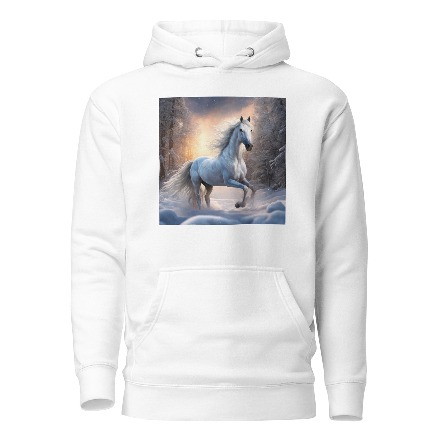 Beautiful White Winter Horse Women's Animal Lover Hoodie White