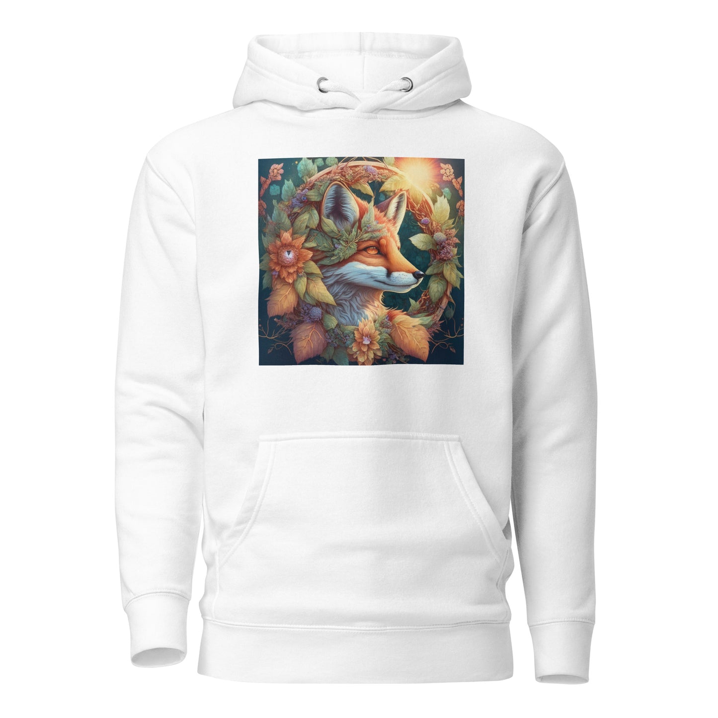 Red Fox Wreath Women's Animal Lover Hoodie White