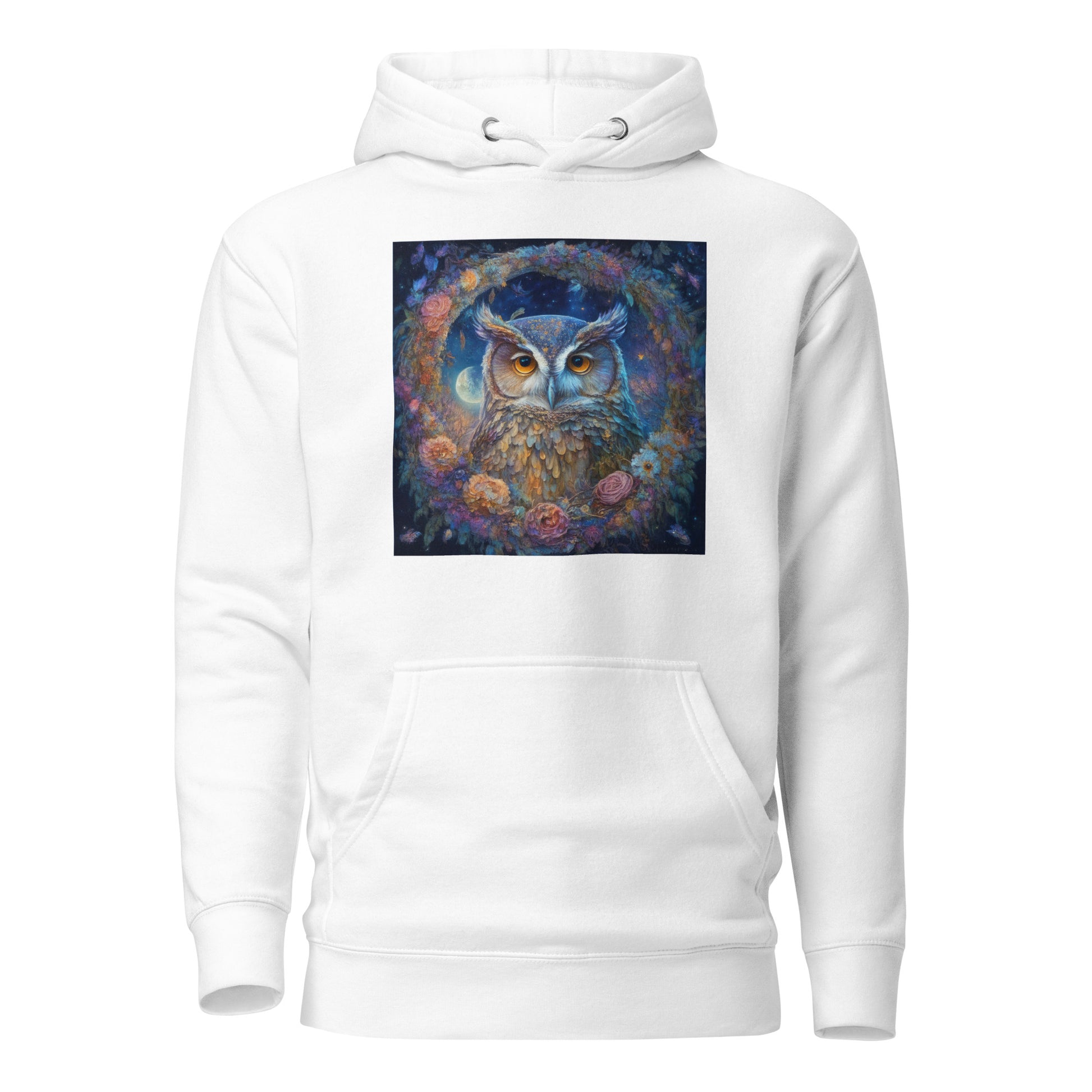 Owl Wreath Women's Animal Lover Hoodie White