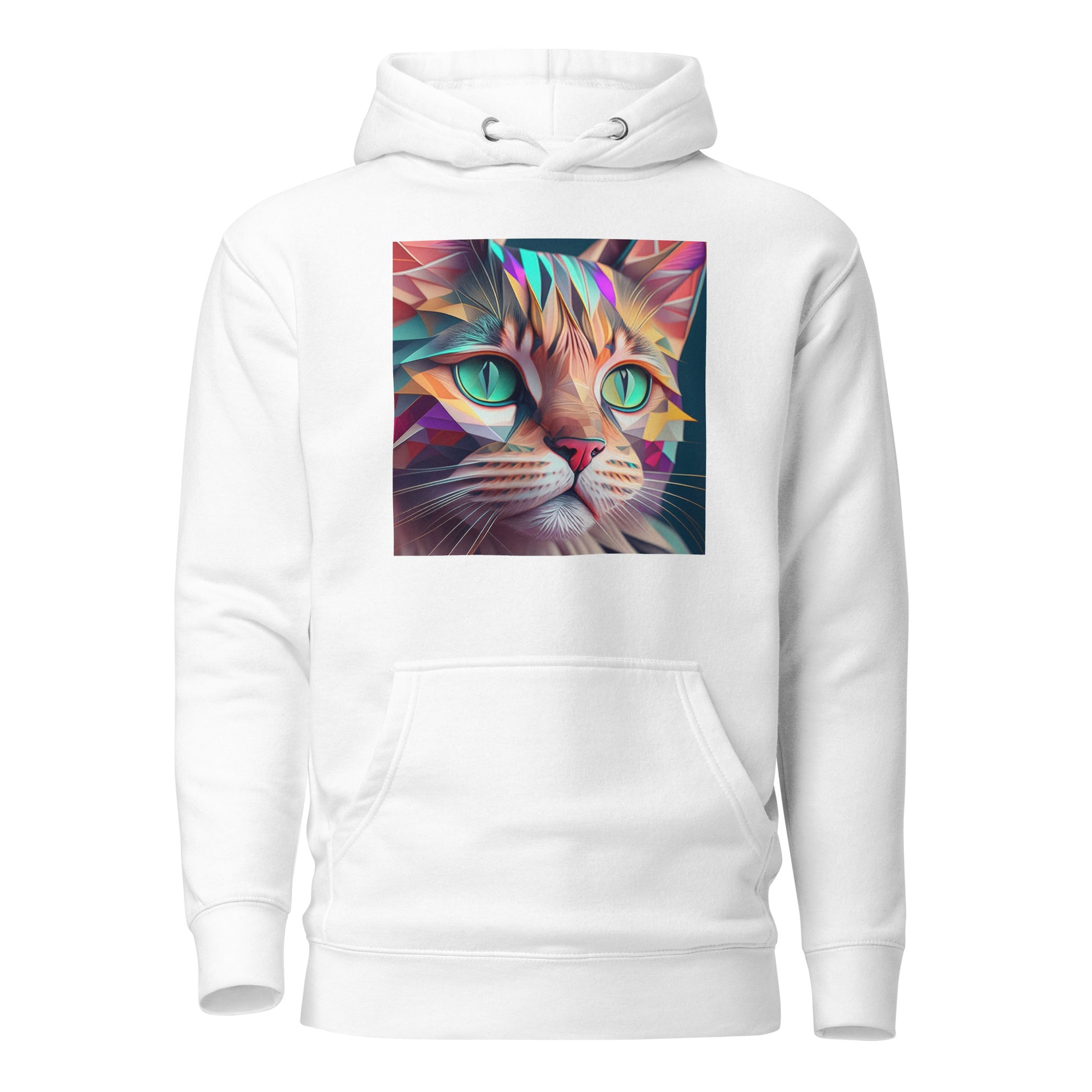 Geometric Cat Women's Cat Lover Hoodie White