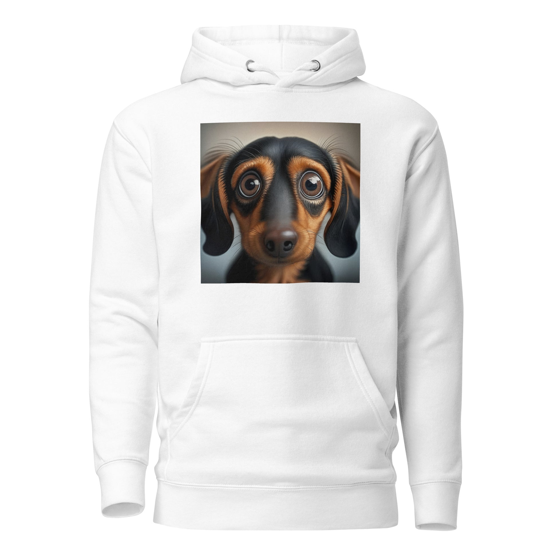 Dachshund with Puppy Dog Eyes Women's Weiner Dog Hoodie White