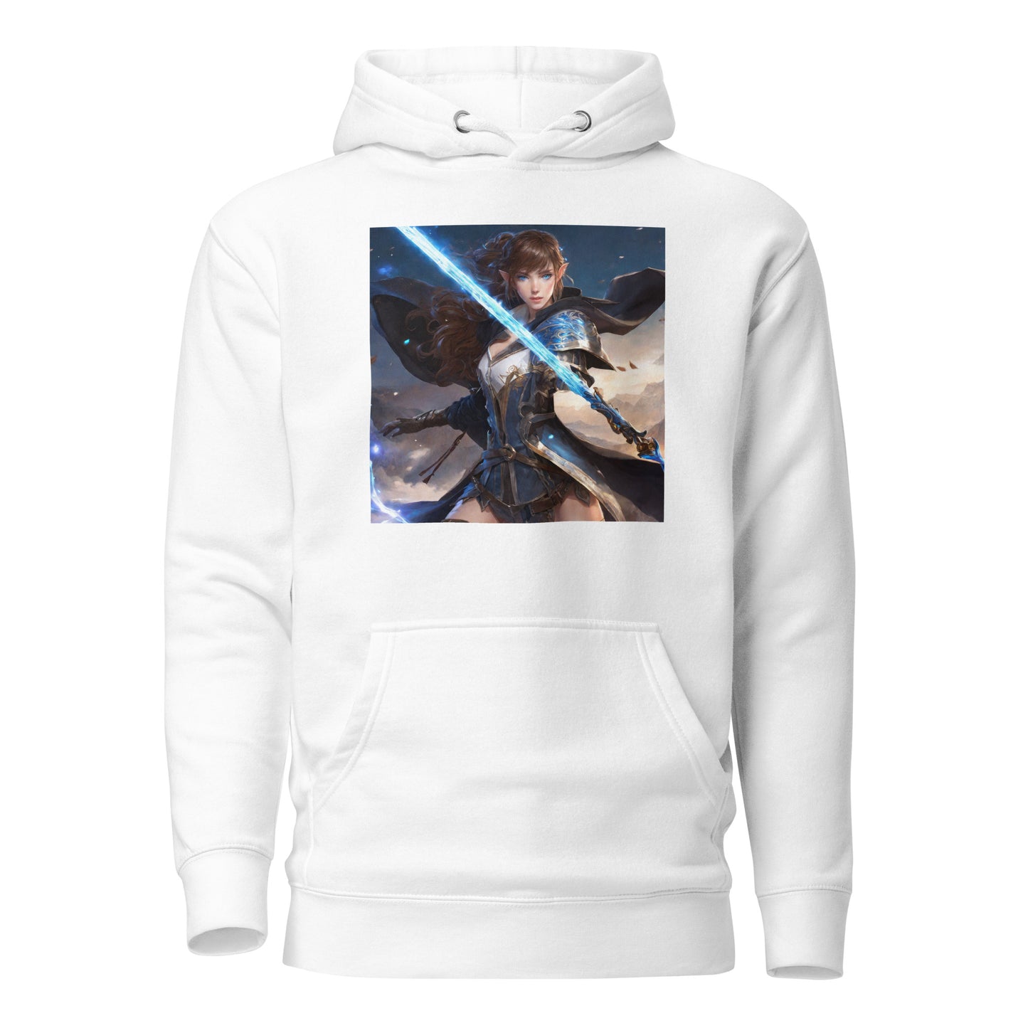 Elven Defender Women's Fantasy Anime Hoodie White