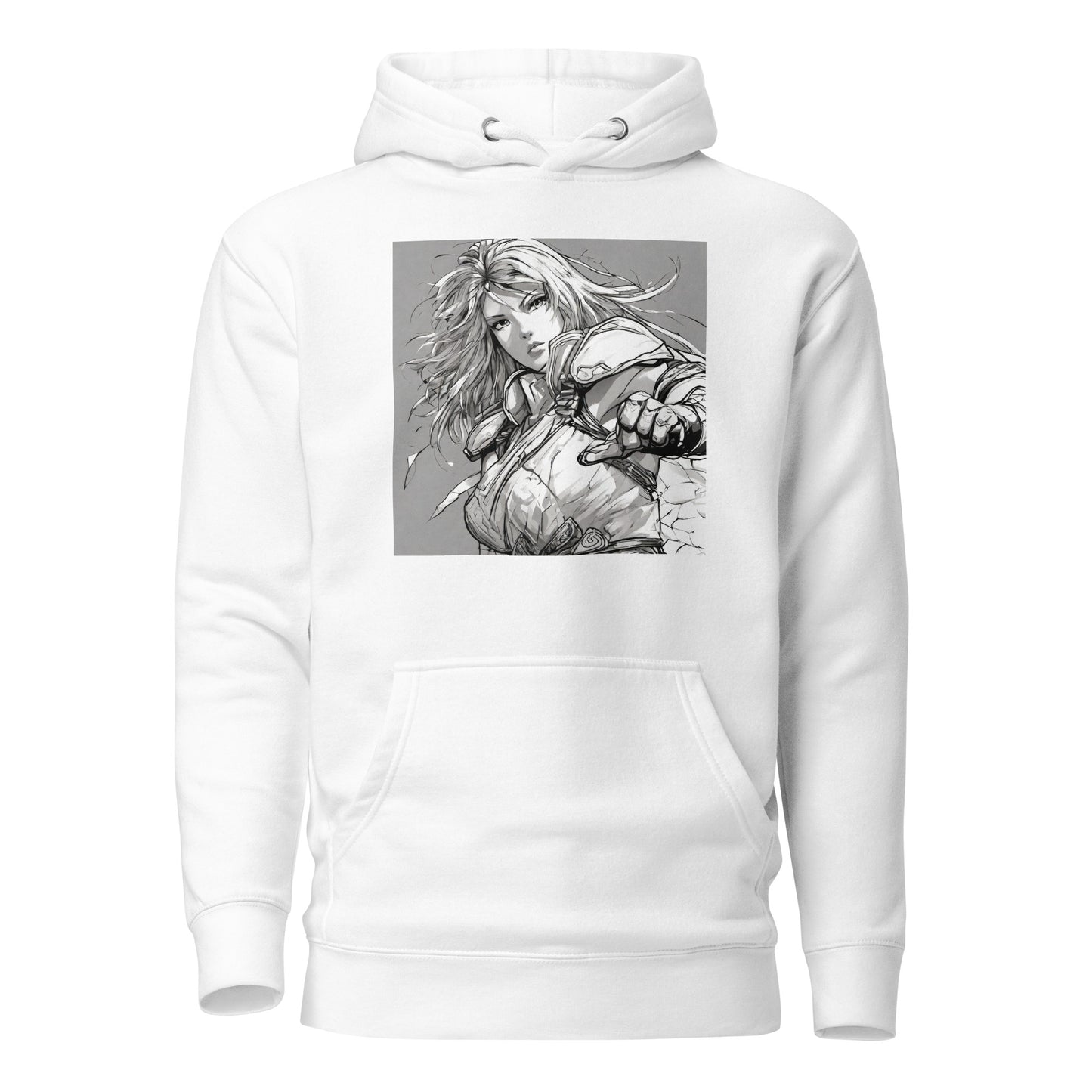 Fearless Swordmaiden Women's Anime Hoodie White