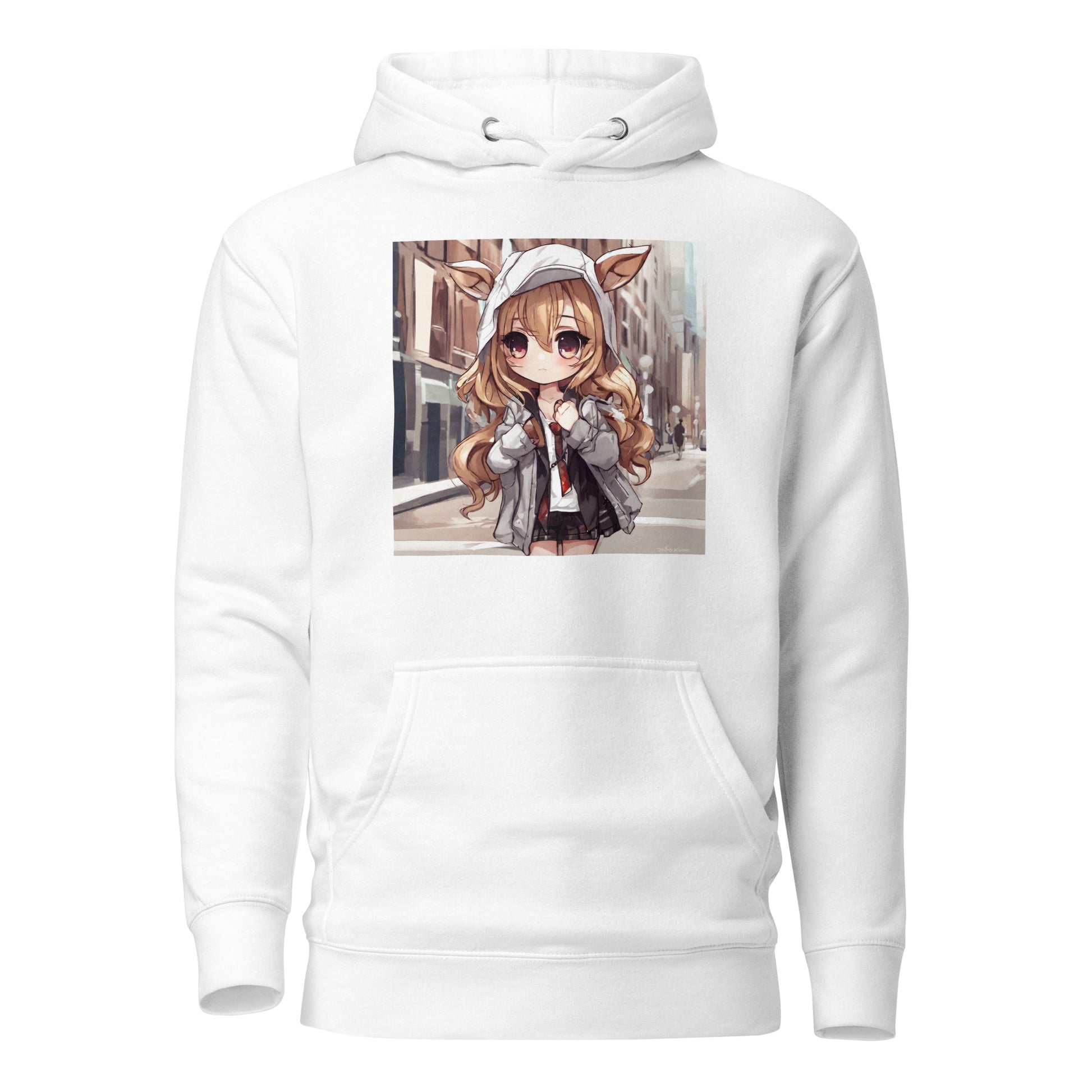 Deer Girl Women's Anime Hoodie White