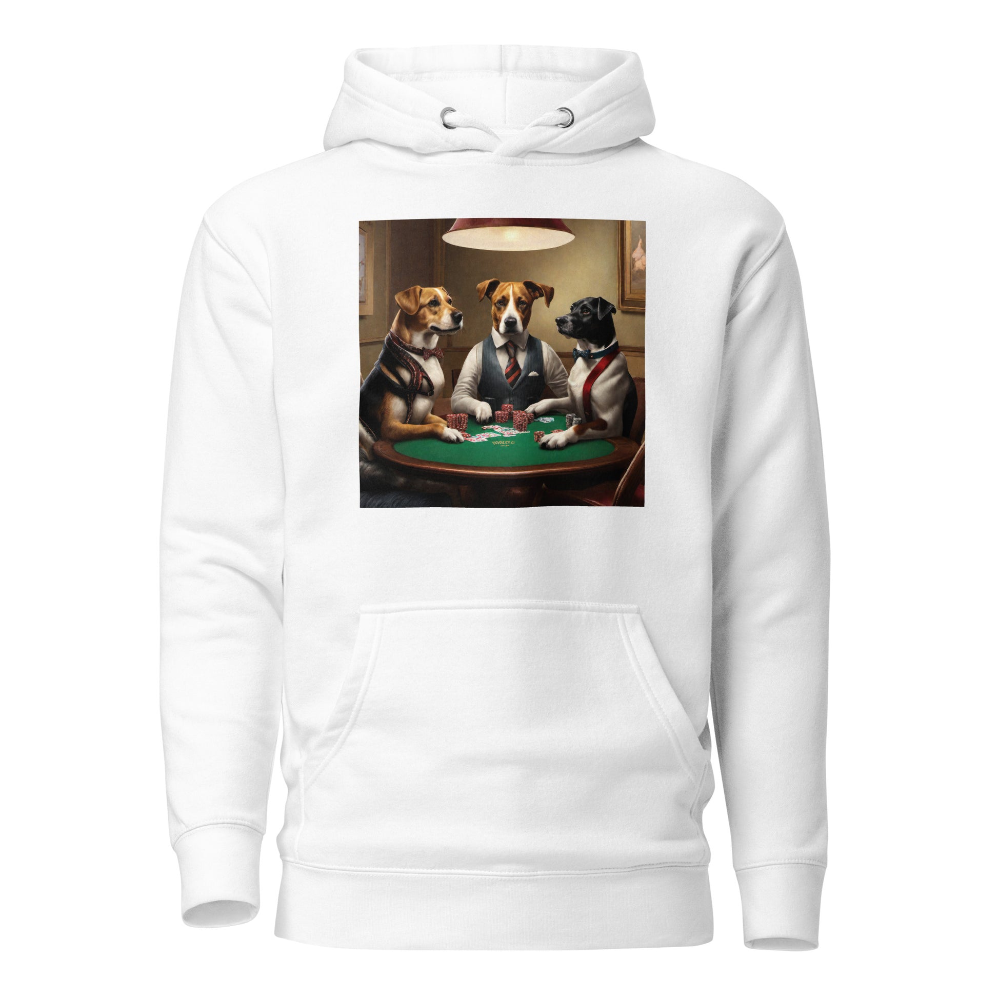 Pooches Playing Poker Women's Funny Hoodie White