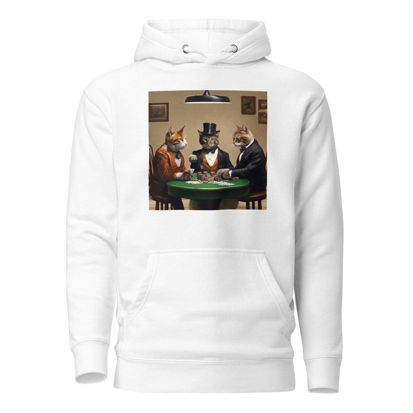 Cats Playing Poker Women's Funny Hoodie White