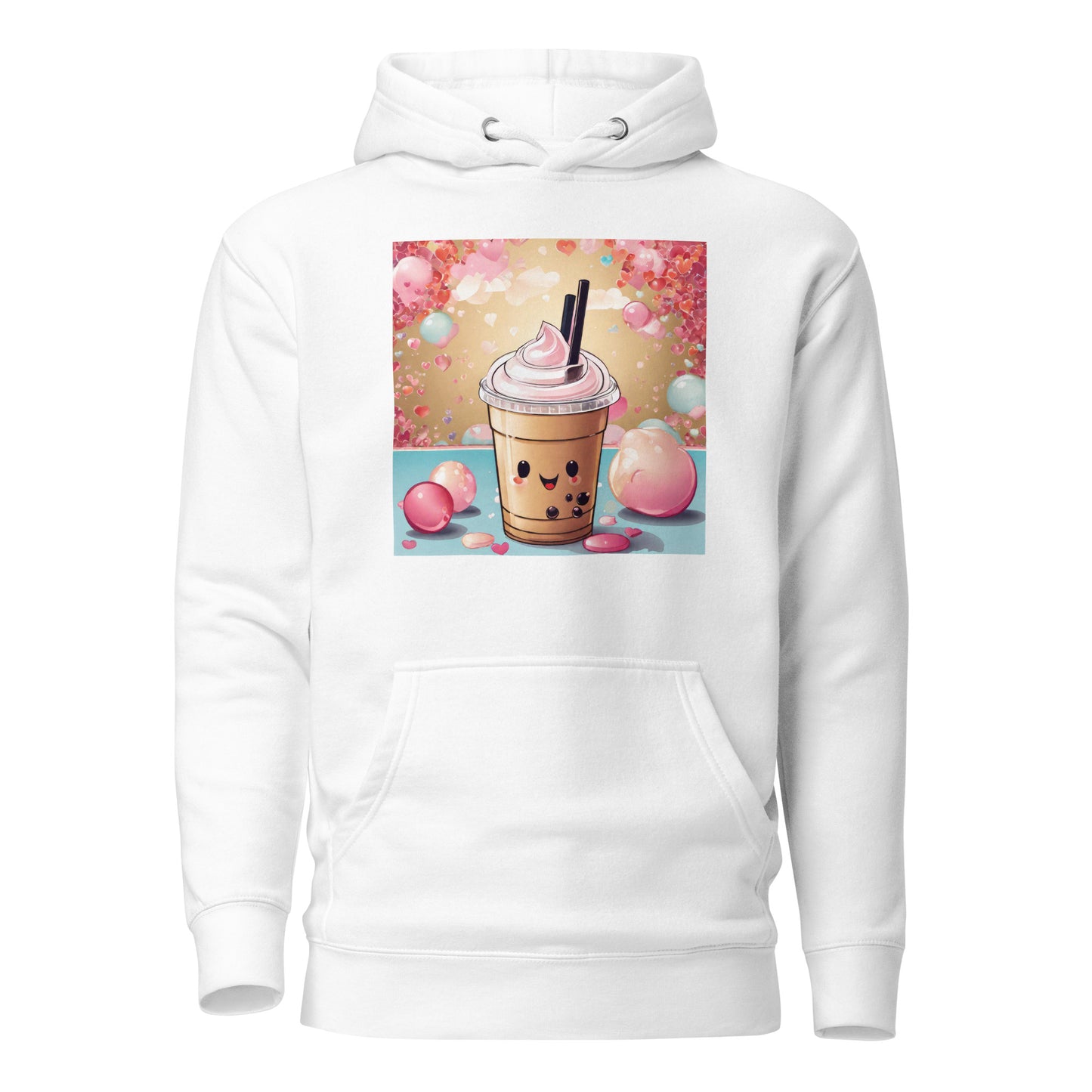 Cute Bubble Milk Tea Women's Boba Hoodie White