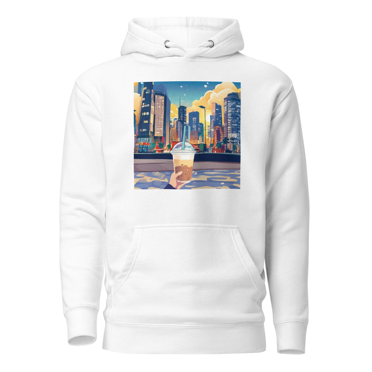 Women's Hand Holding Up Bubble Milk Tea Boba Hoodie White