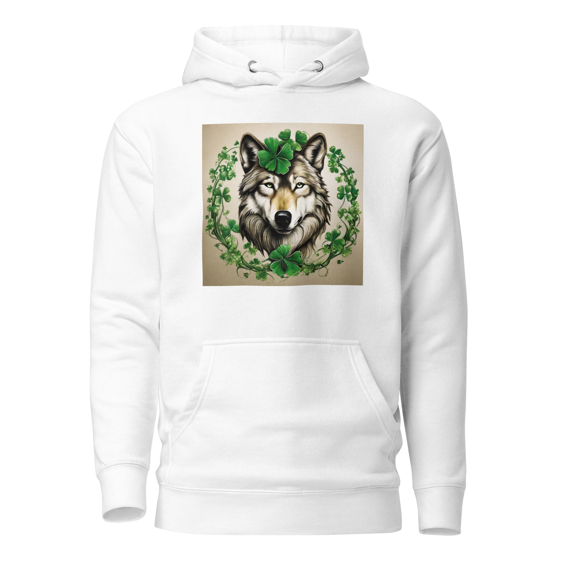 Wolf & Shamrocks Women's St Patrick's Day Hoodie White