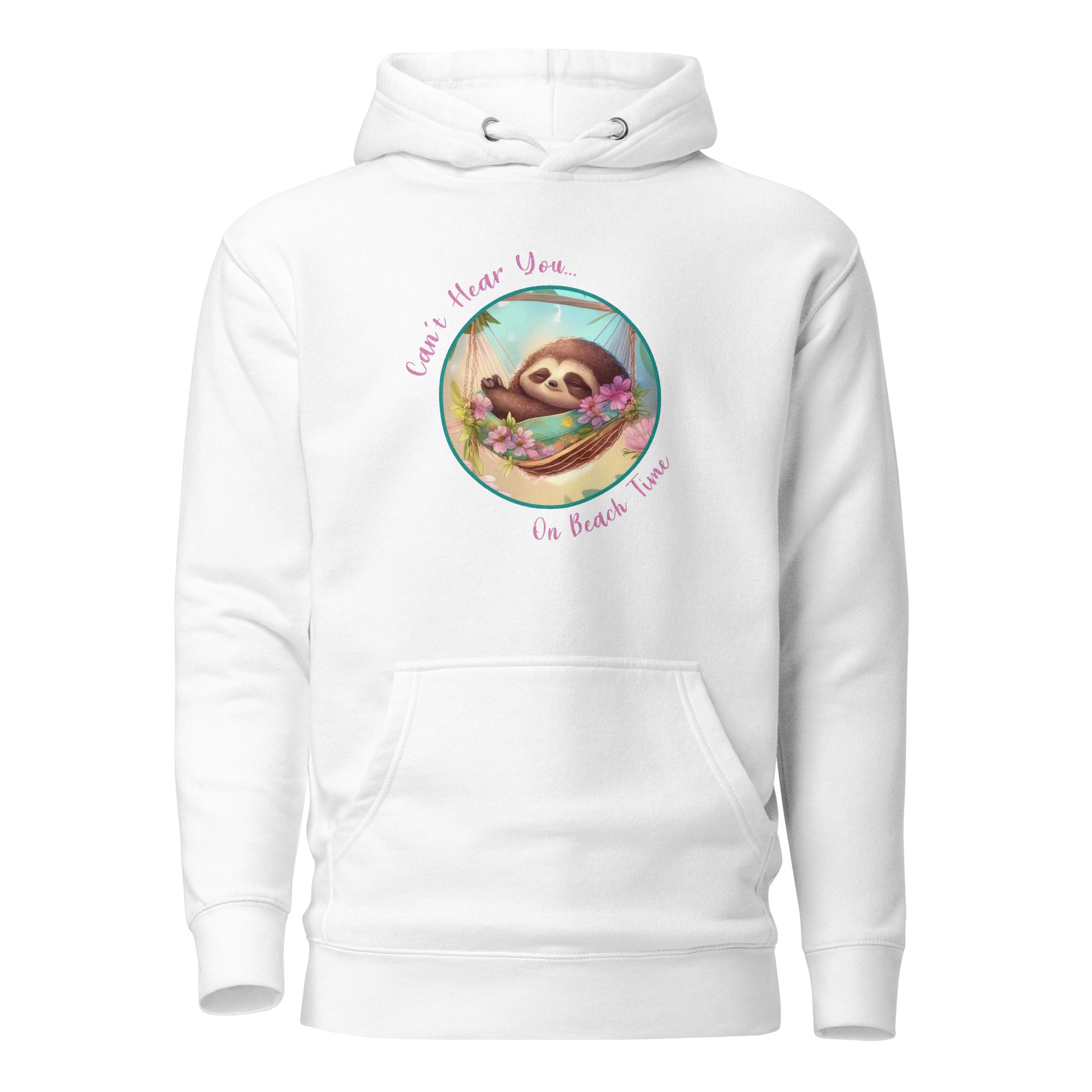 Can't Hear You... On Beach Time Sloth Women's Summer Hoodie White