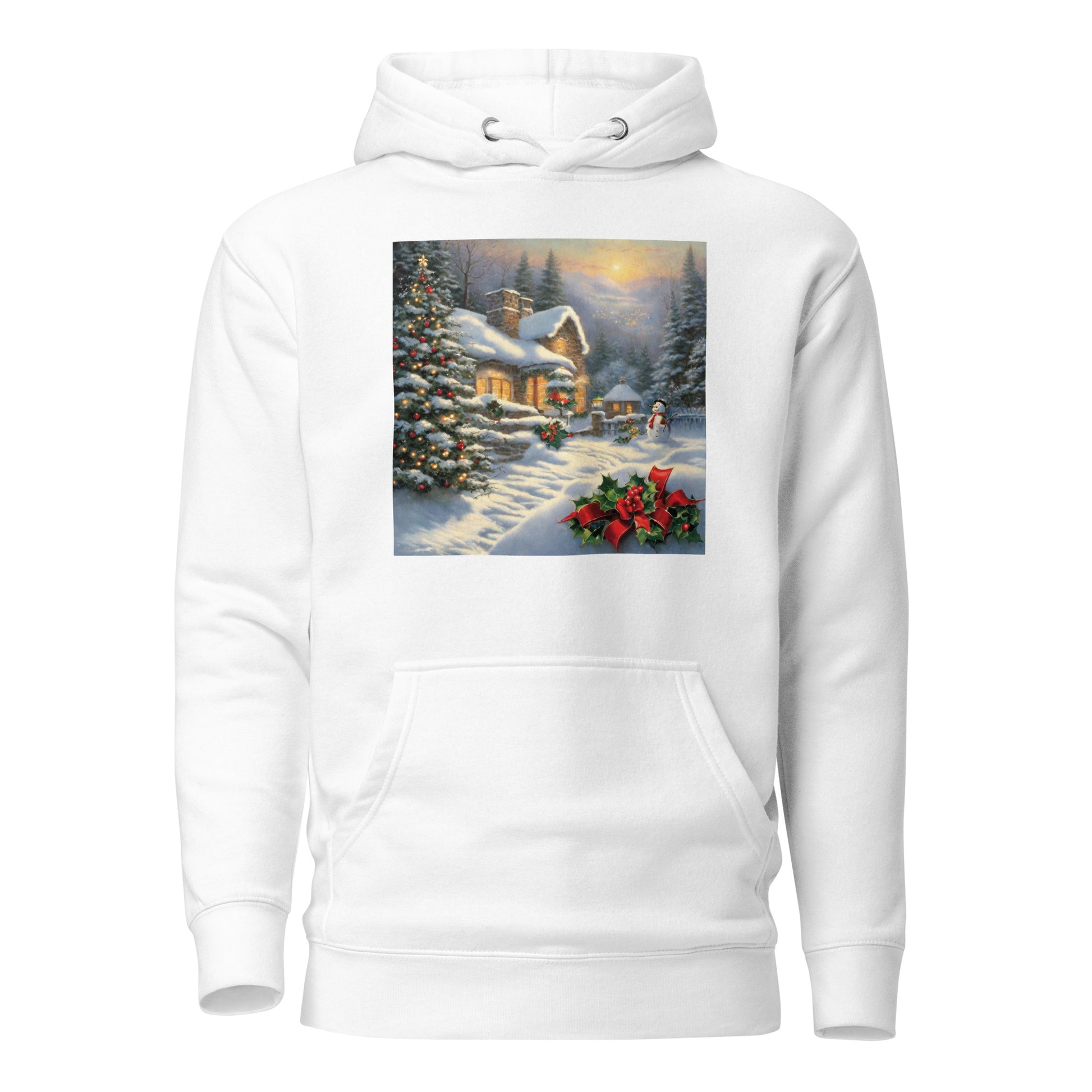 Snowy Winter Scene Women's Christmas Hoodie White