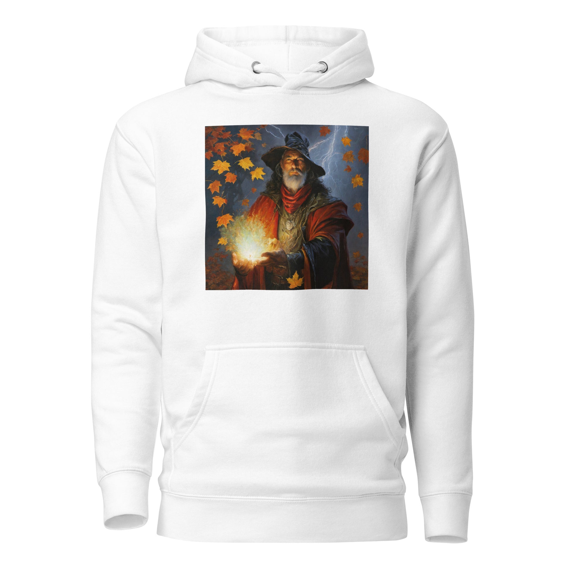 Autumn Wizard Making Fall Leaves Women's Graphic Hoodie White