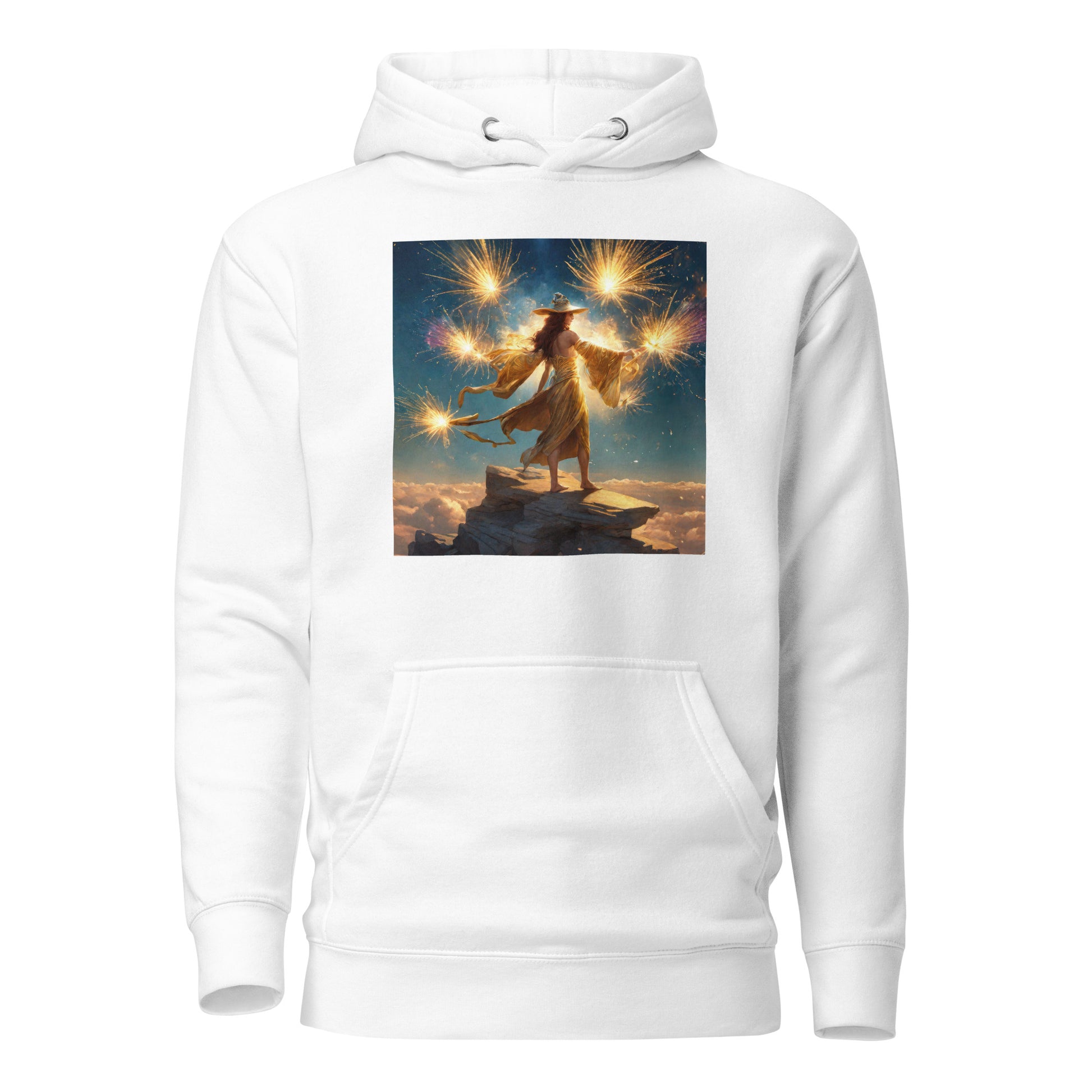 Sorceress Making Fireworks Women's 4th of July Hoodie White