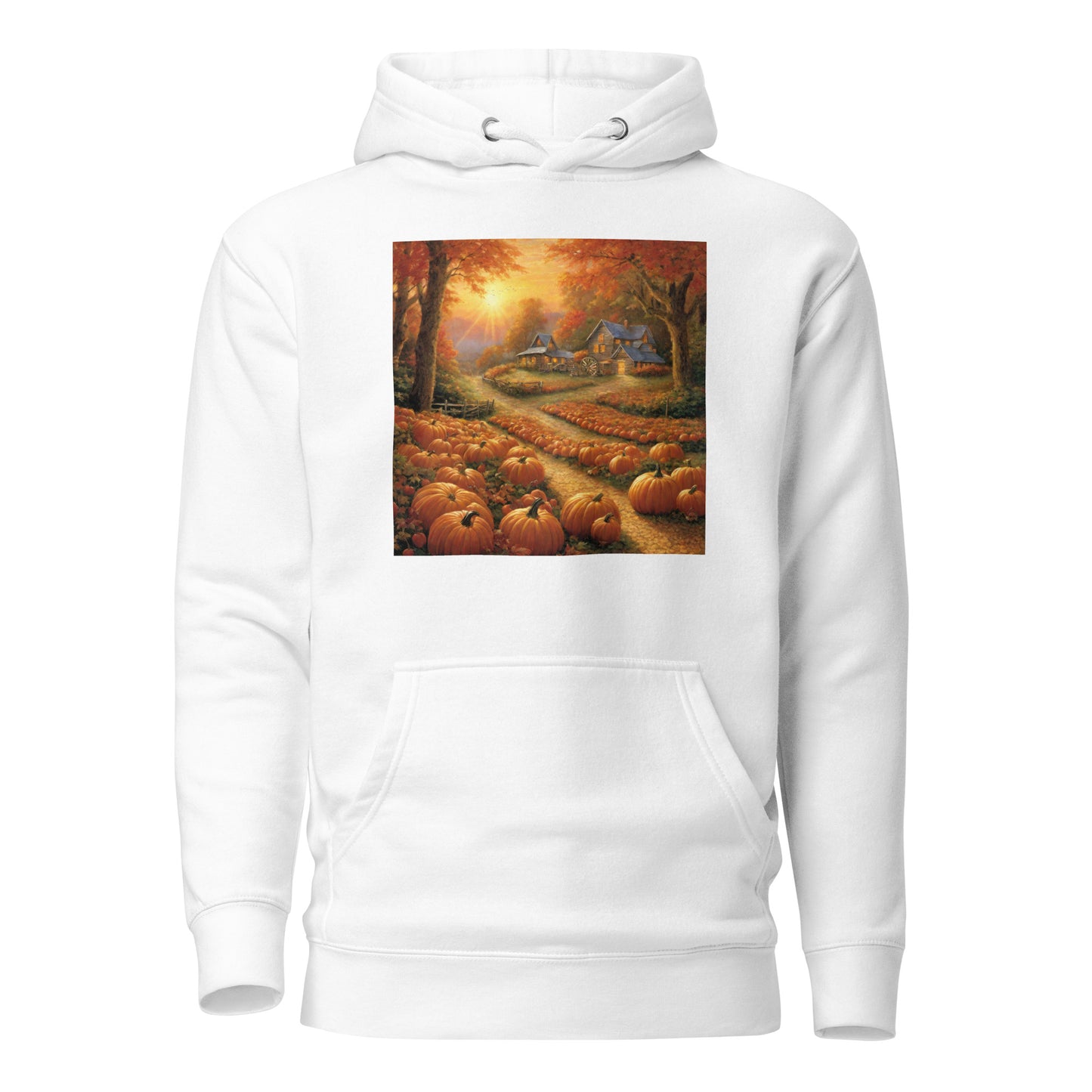 Fall Pumpkin Scene Women's Autumn Hoodie White