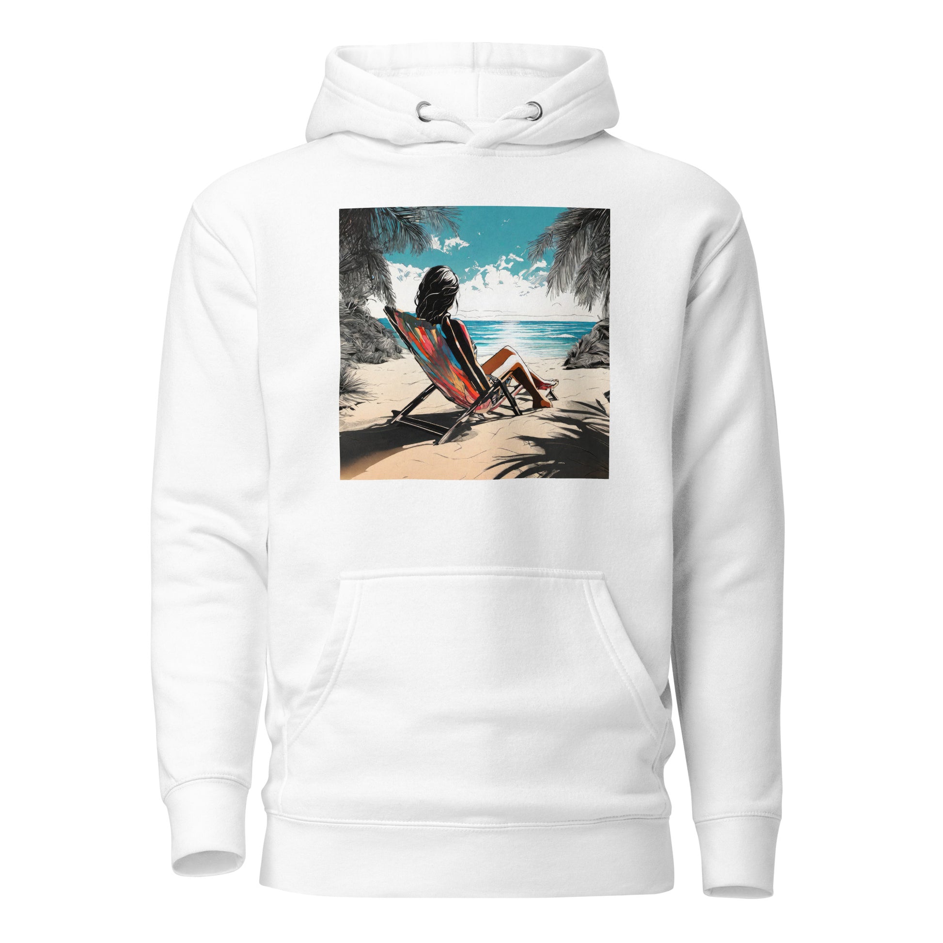 Relaxing on the Beach Women's Summer Hoodie White