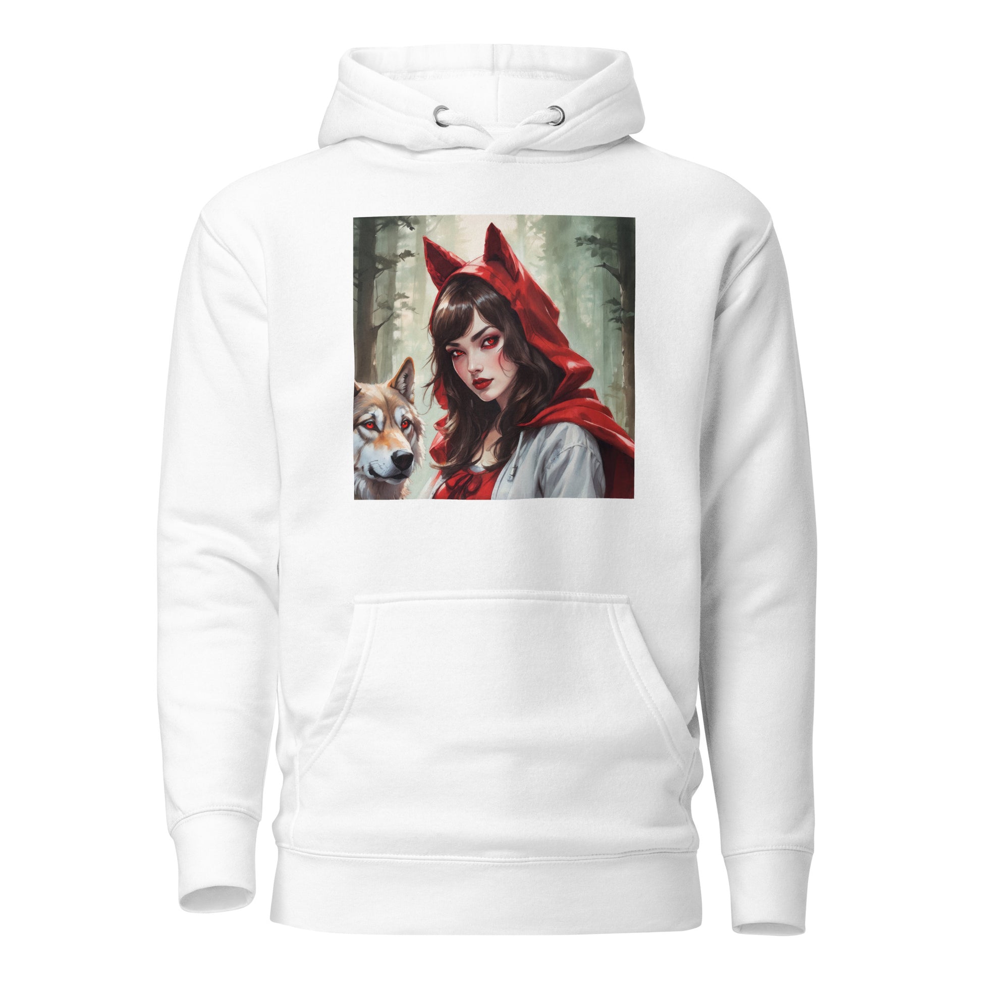 Red Riding Hood Colluding with the Wolf Women's Fairy Tale Hoodie White