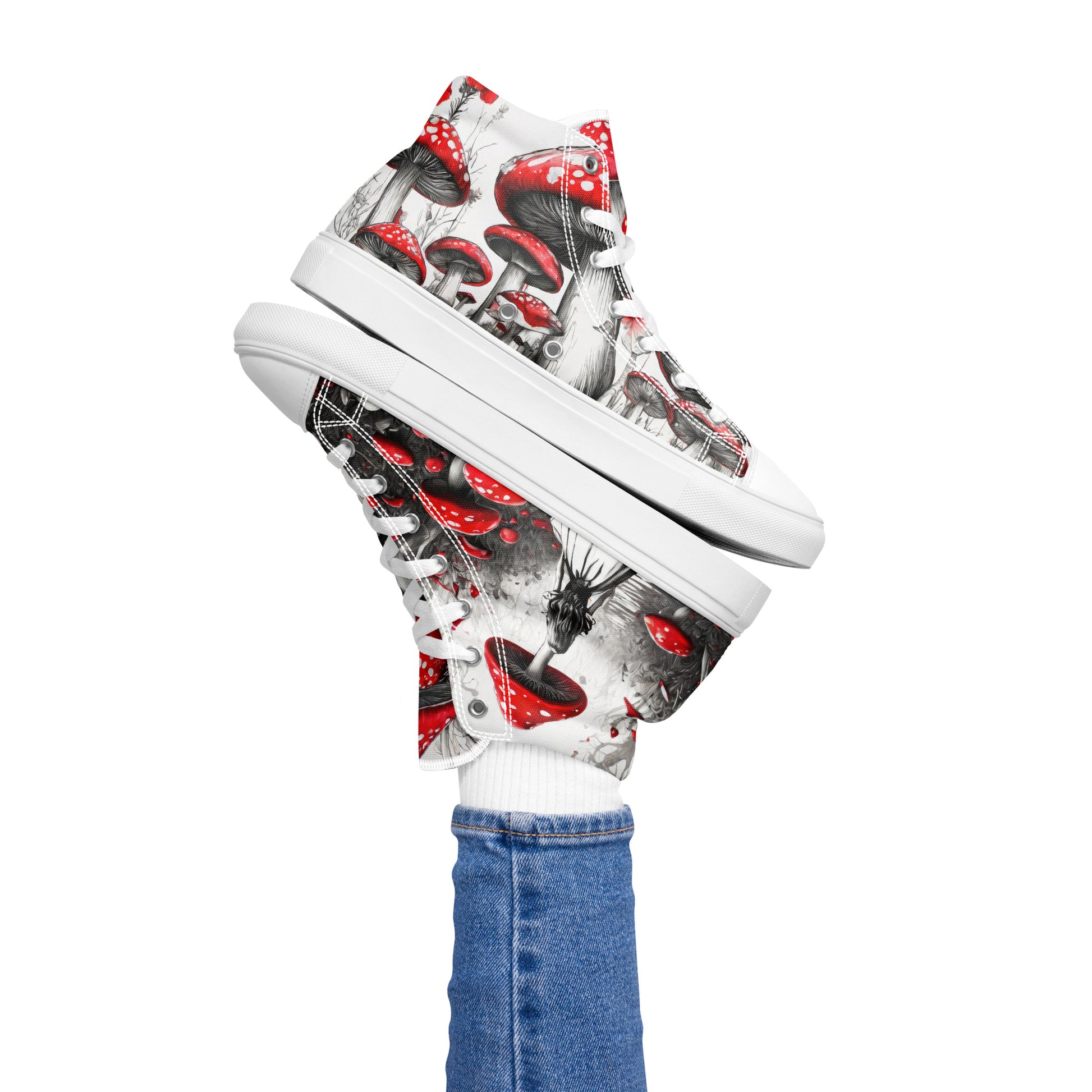 Alice Among Red Mushrooms Women's Wonderland High-Top Shoes