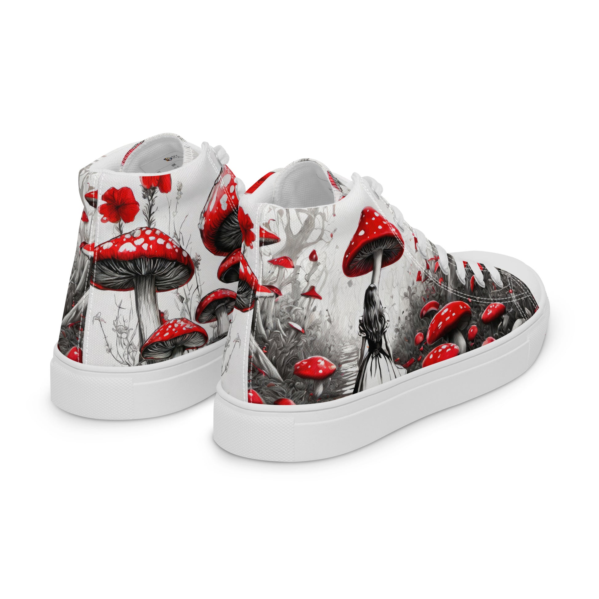 Alice Among Red Mushrooms Women's Wonderland High-Top Shoes