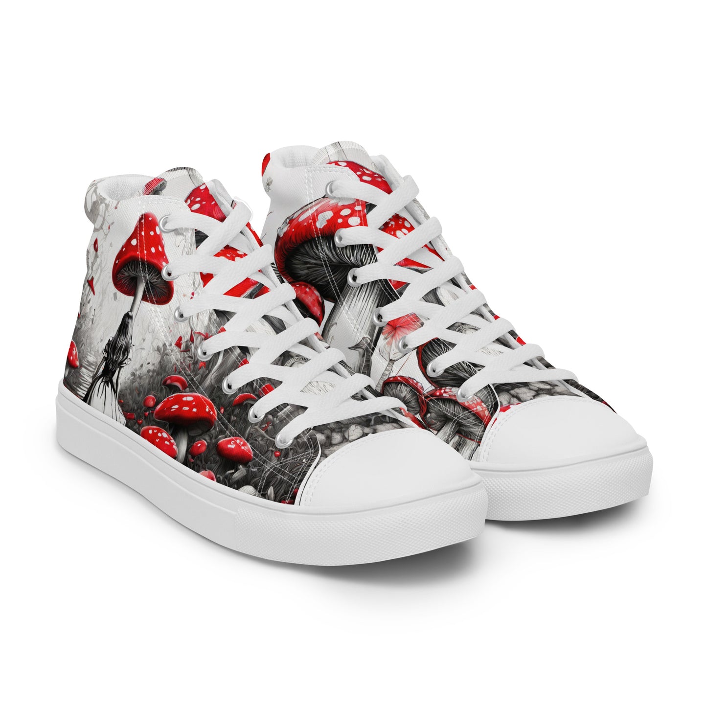 Alice Among Red Mushrooms Women's Wonderland High-Top Shoes