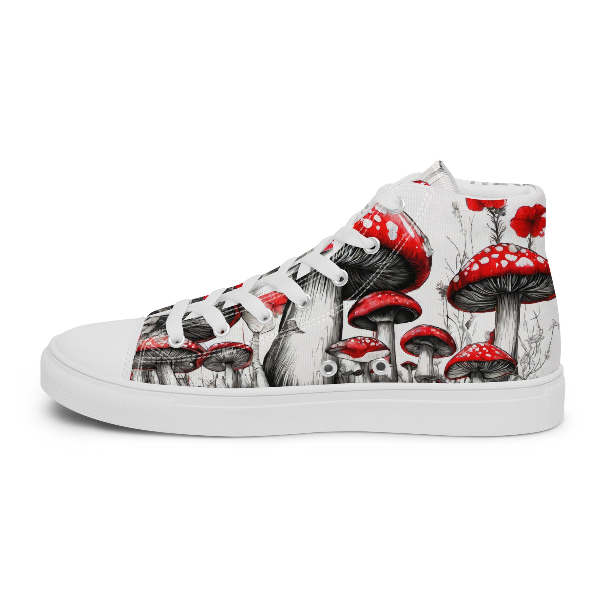 Alice Among Red Mushrooms Women's Wonderland High-Top Shoes