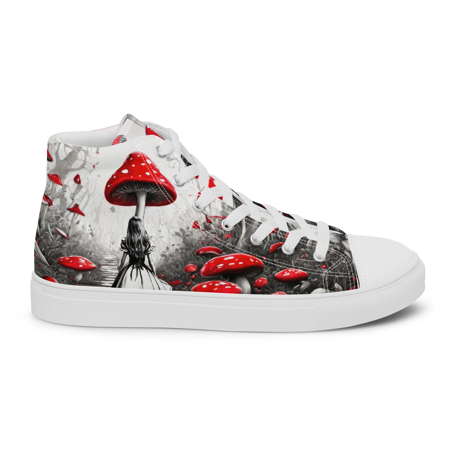 Alice Among Red Mushrooms Women's Wonderland High-Top Shoes