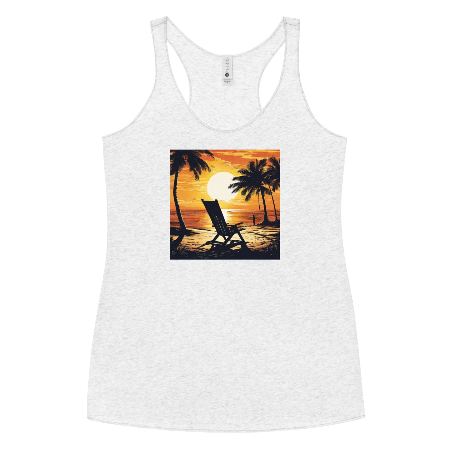 Summer Paradise Women's Racerback Tank Top Heather White