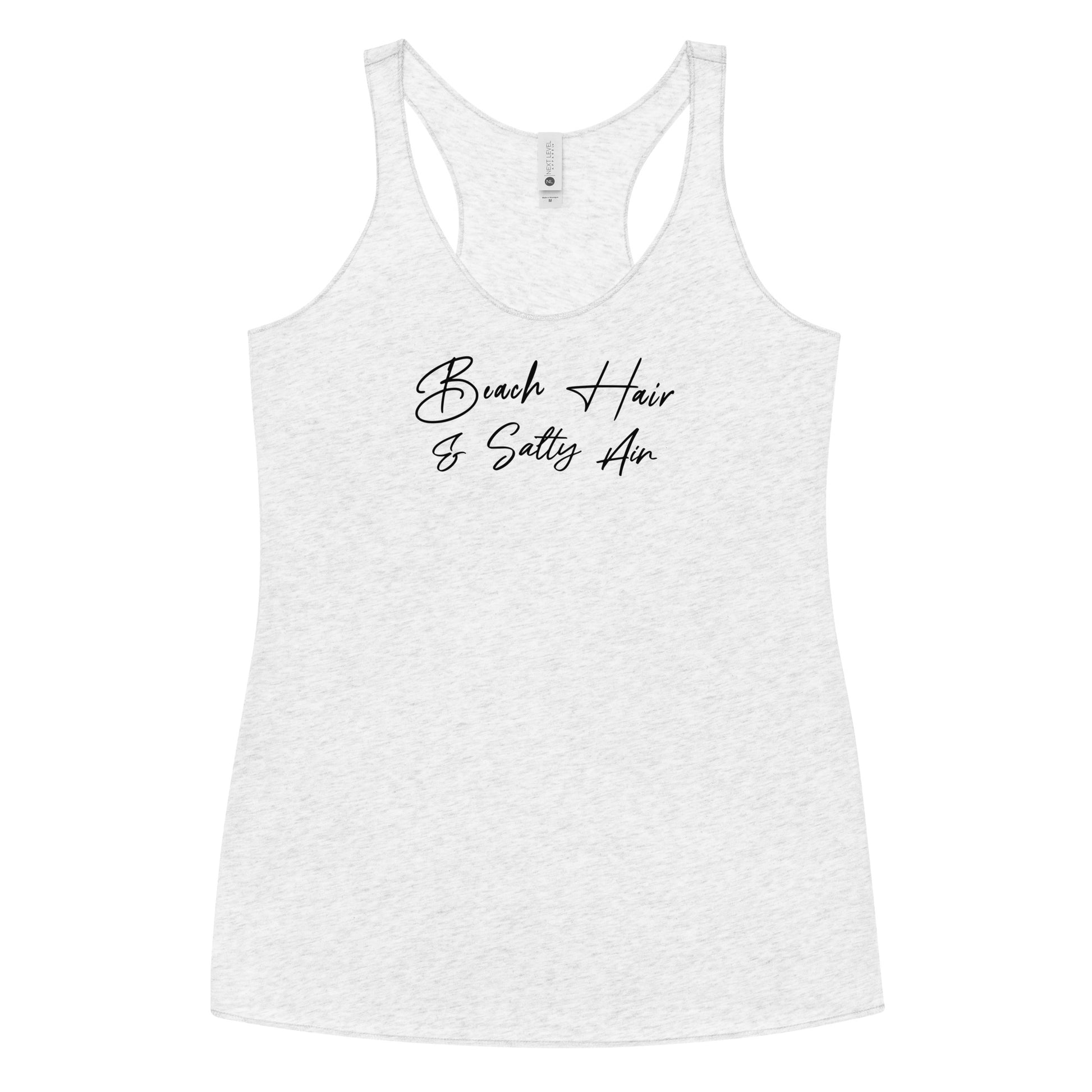 Beach Hair & Salty Air Women's Racerback Summer Tank Top Heather White