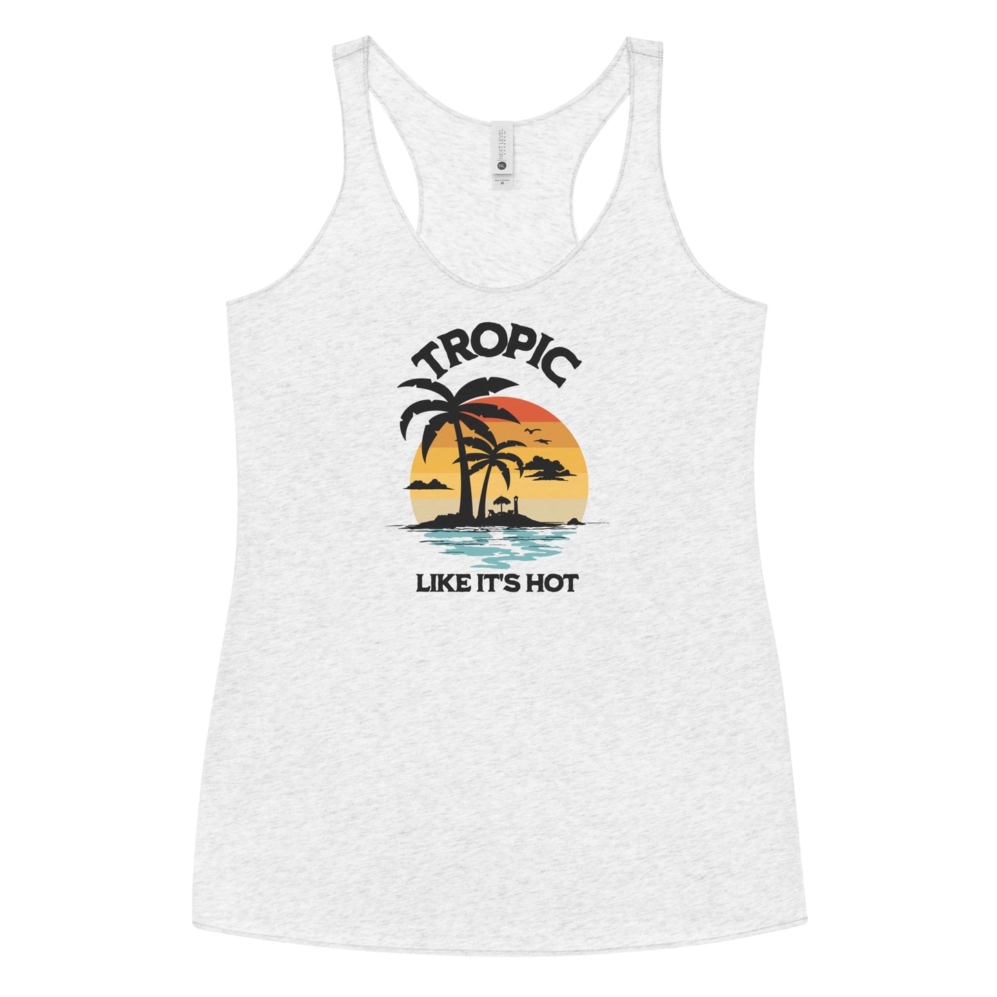 Tropic Like It's Hot Women's Summer Racerback Tank Top Heather White