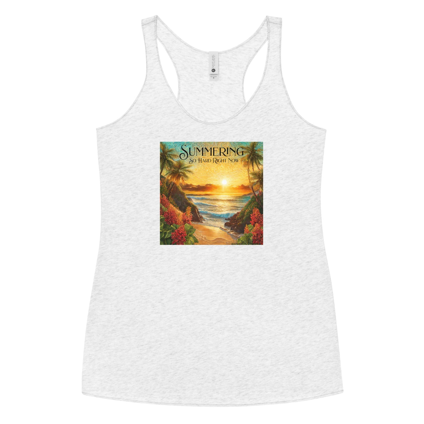 Summering So Hard Right Now Women's Racerback Tank Top Heather White