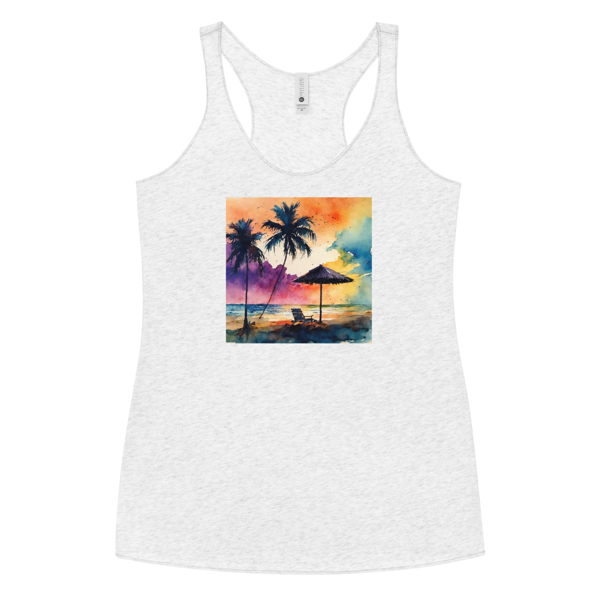 Beautiful Summer Paradise Women's Beach Racerback Tank Top Heather White