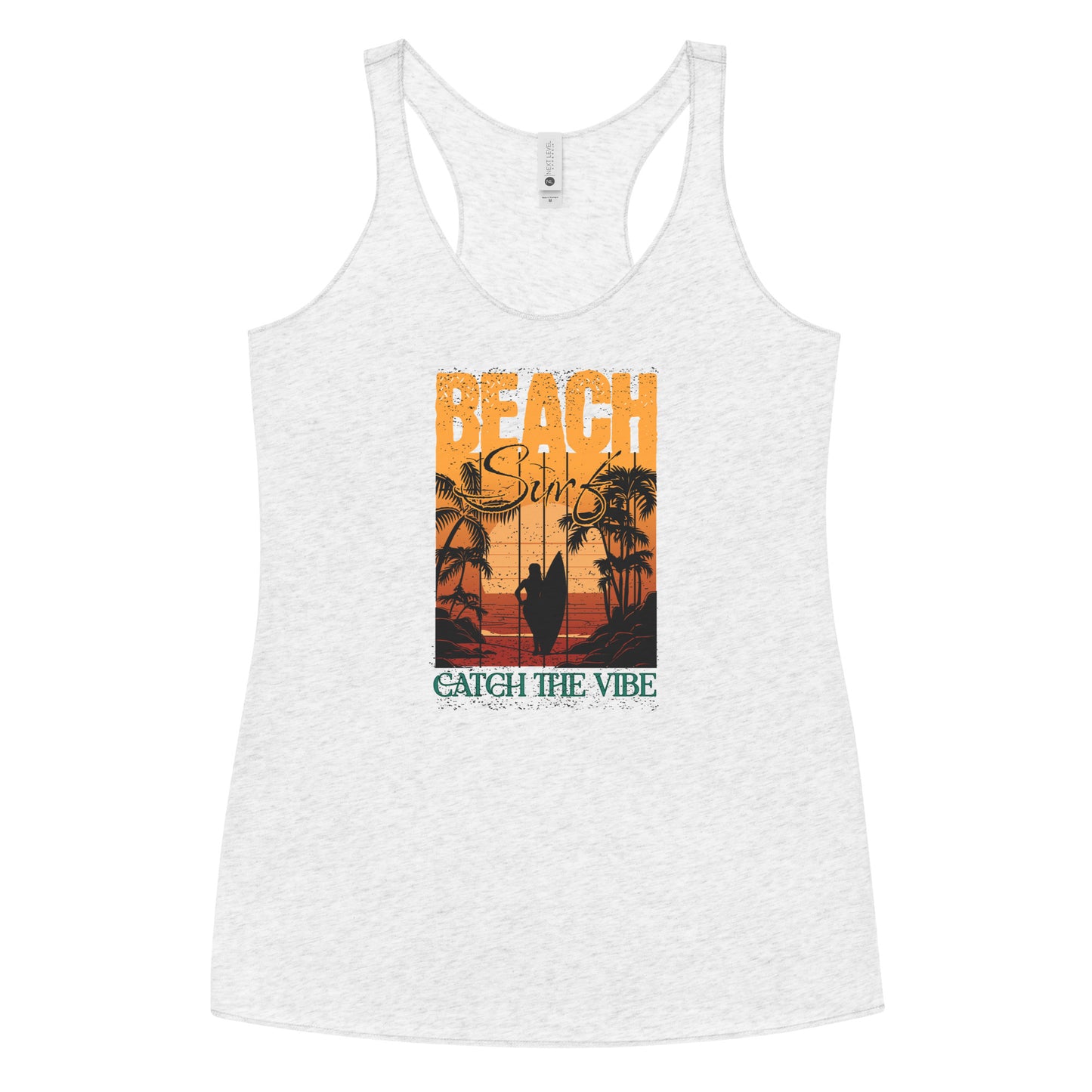 Catch the Vibe Surfing Women's Racerback Tank Top Heather White