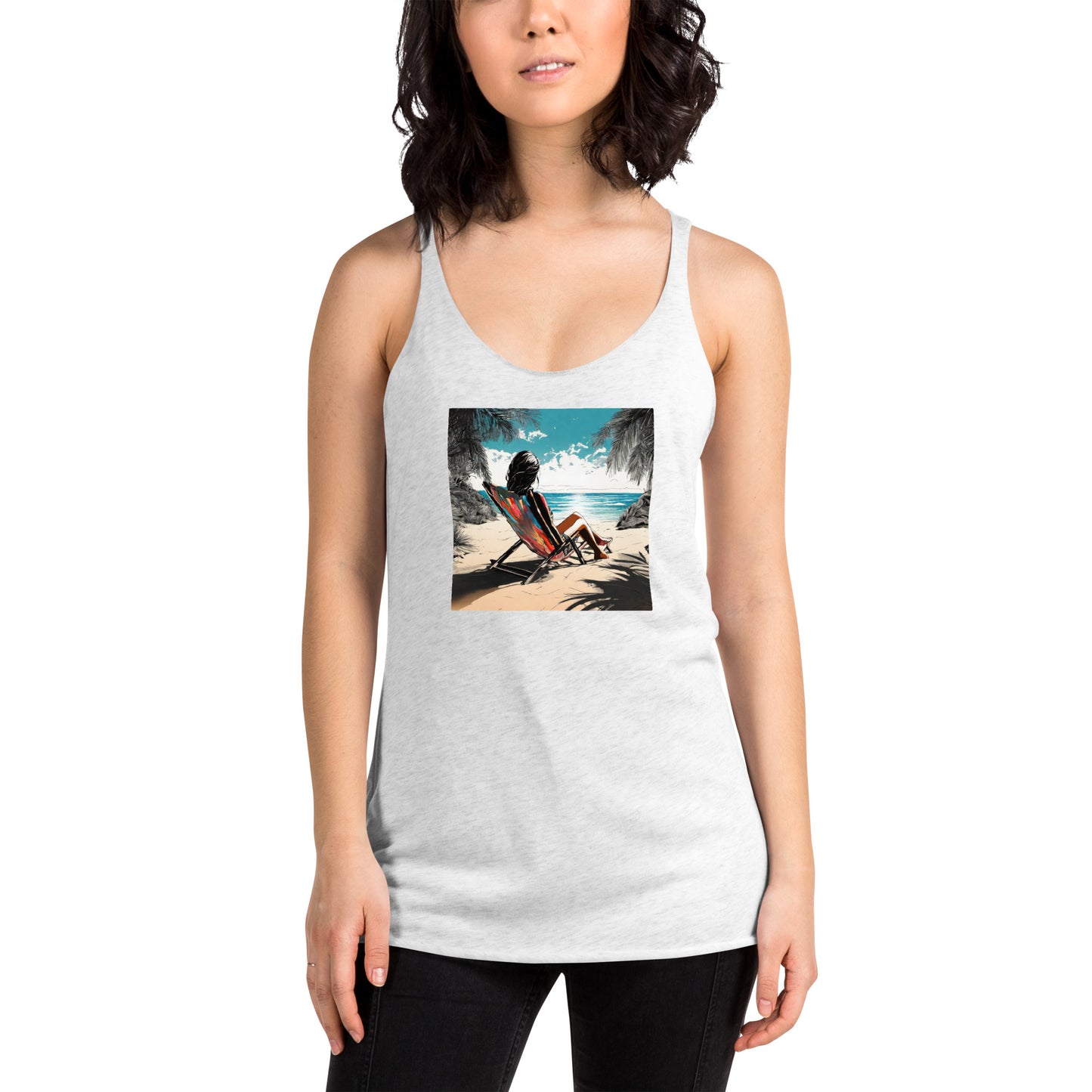 Relaxing on the Beach Women's Racerback Summer Tank Top