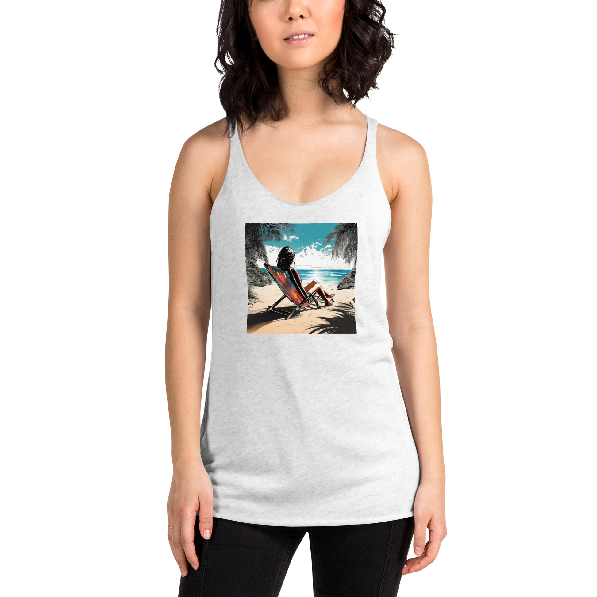 Relaxing on the Beach Women's Racerback Summer Tank Top