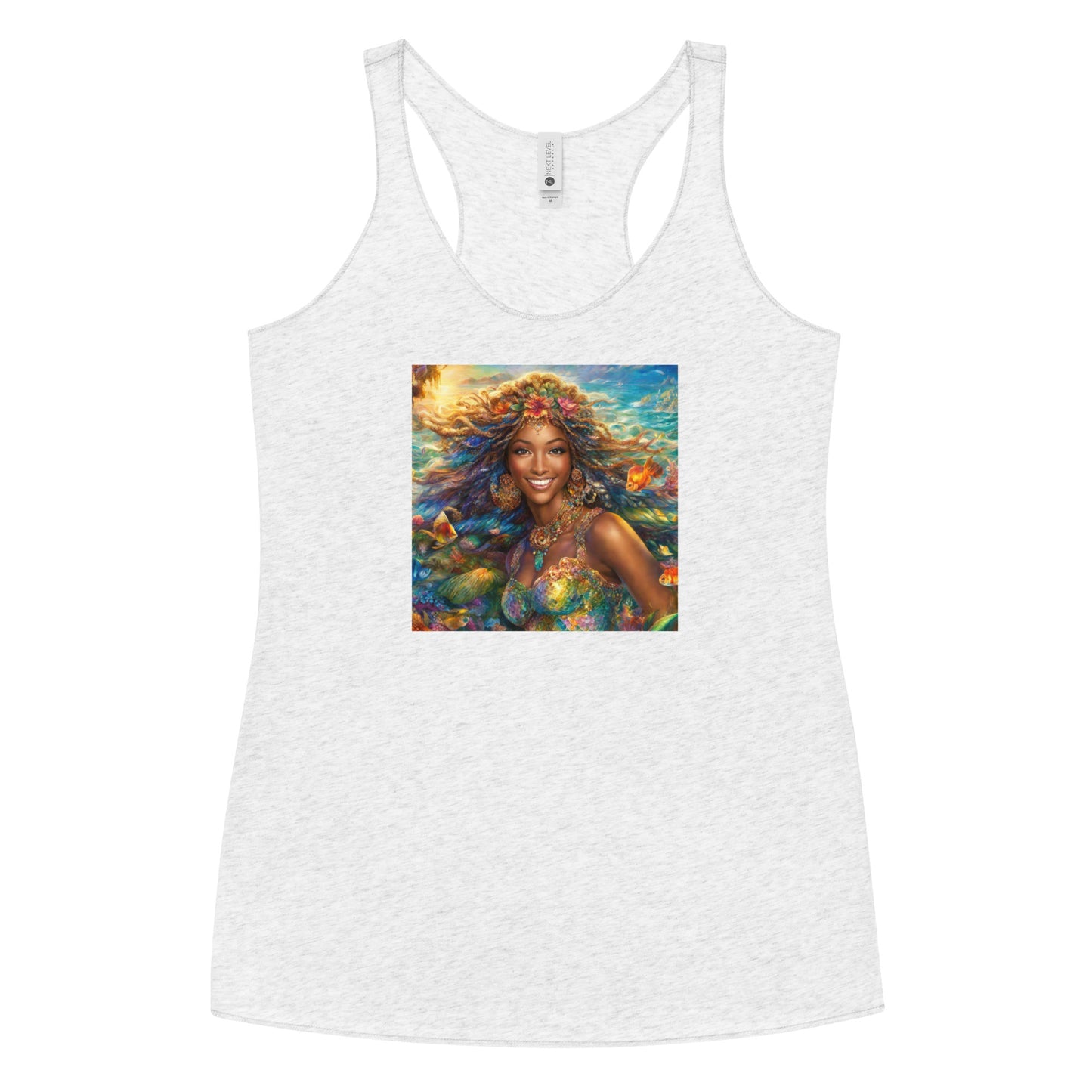 Little Mermaid Fairy Tale Women's Racerback Tank Top Heather White