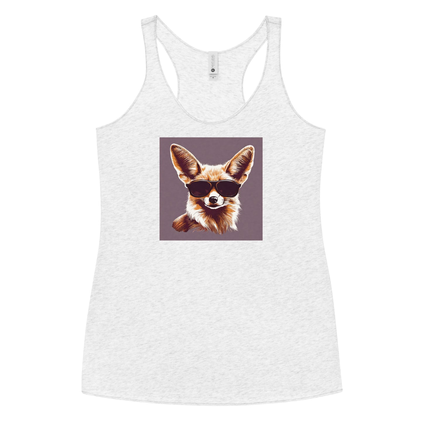 Fennec Fox in Shades Women's Animal Lover Racerback Tank Top Heather White