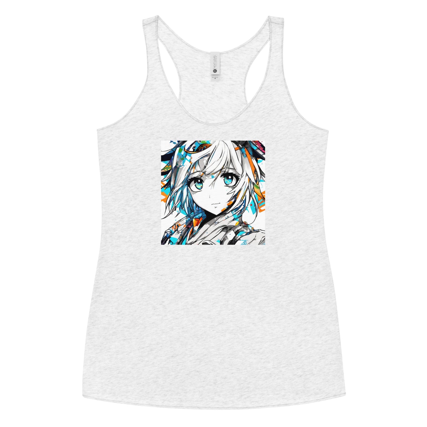 Women's Anime Addict Racerback Tank Top Heather White