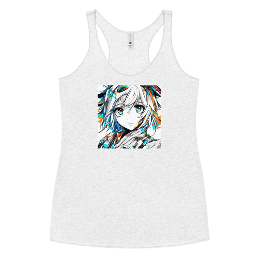 Women's Anime Addict Racerback Tank Top Heather White