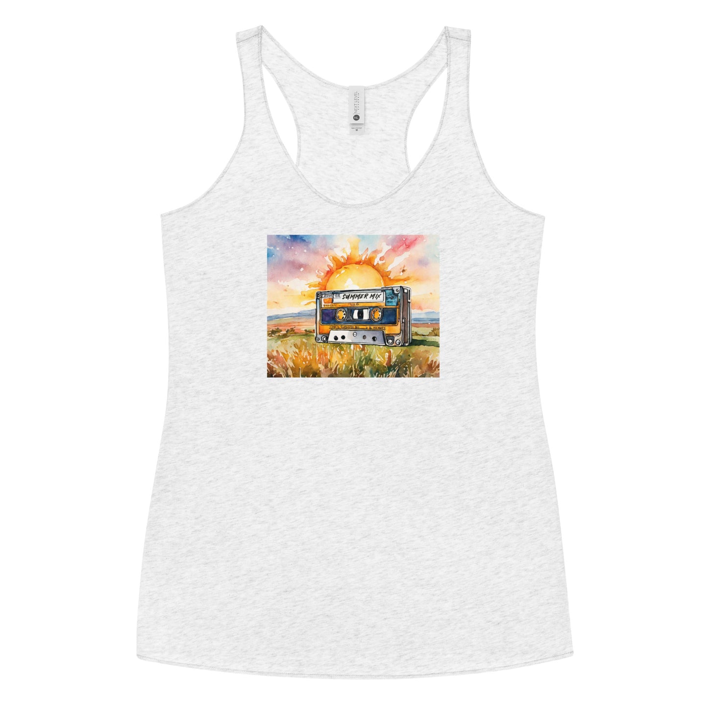 Summer Mix Tape Women's Racerback Tank Top Heather White