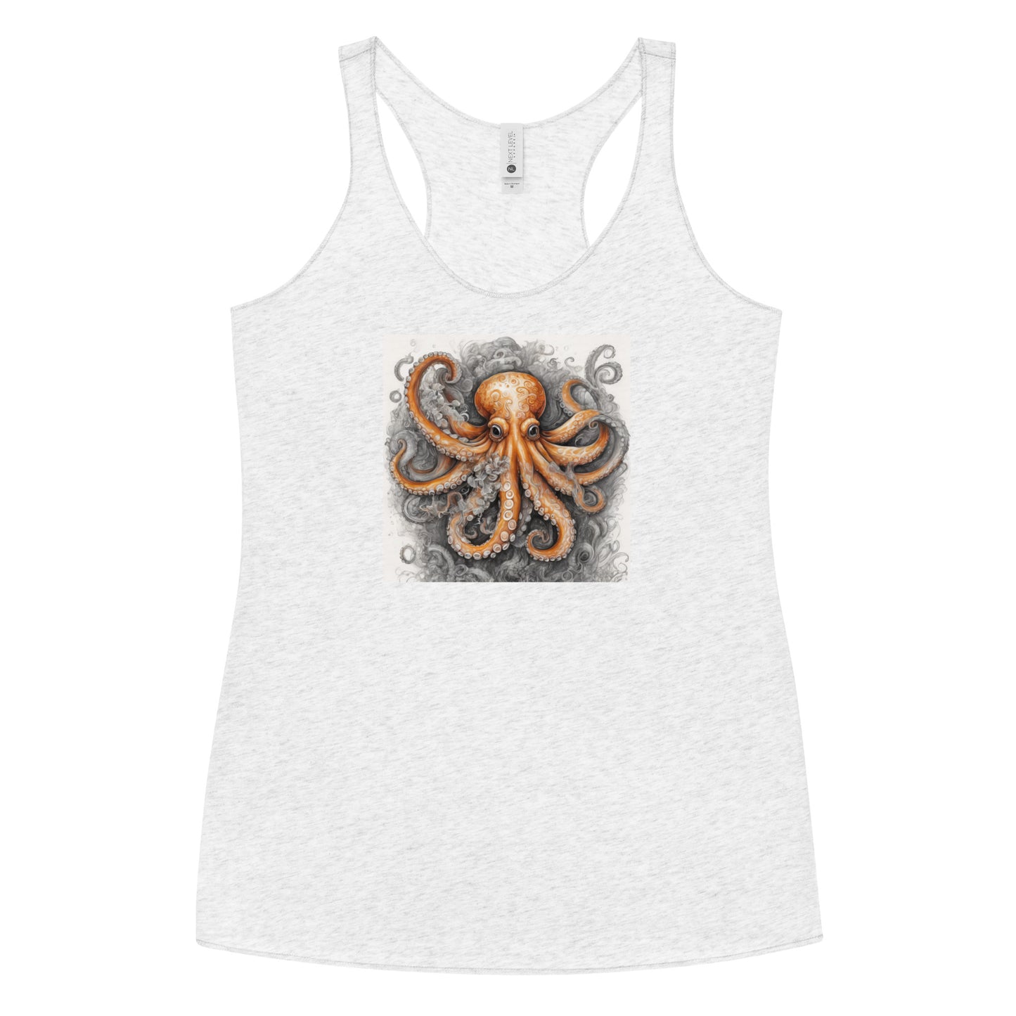 Octopus Women's Animal Lover Racerback Tank Top Heather White