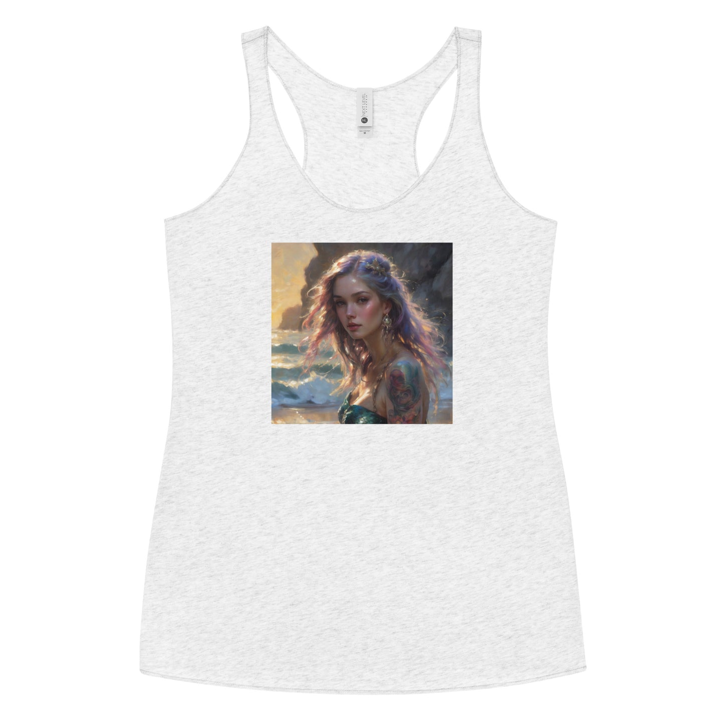 Mermaid's Gaze Women's Racerback Tank Top Heather White