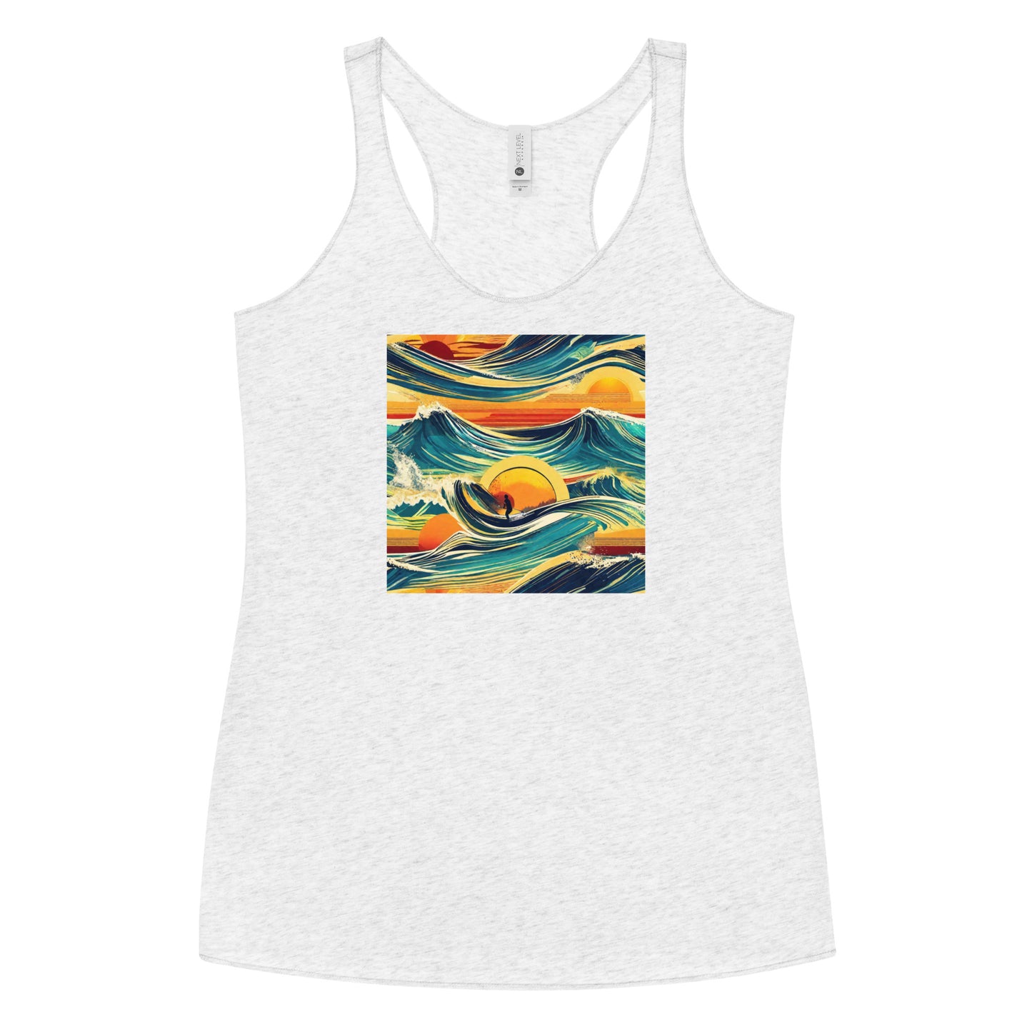 Surf's Up Women's Racerback Tank Top Heather White