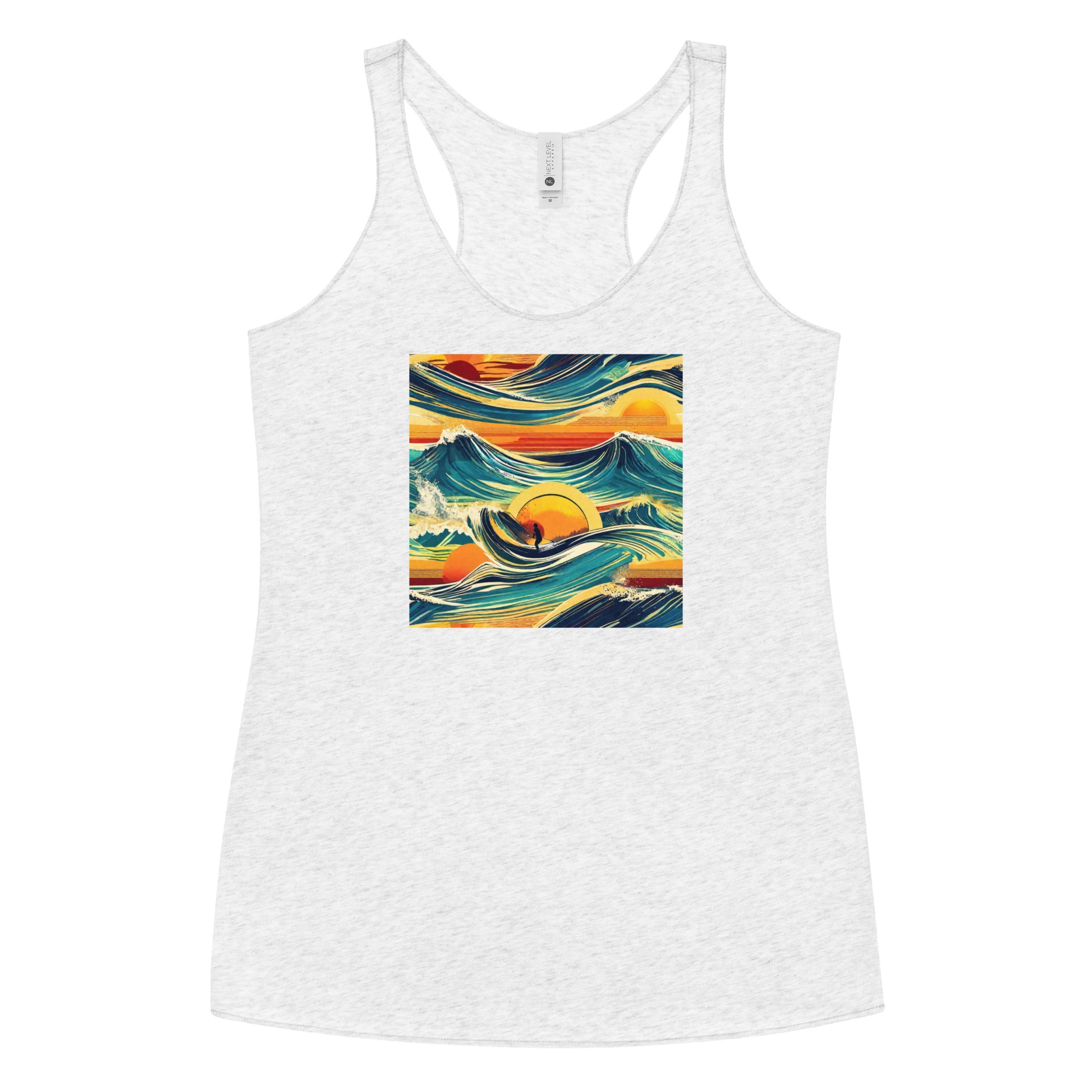 Surf's Up Women's Racerback Tank Top Heather White