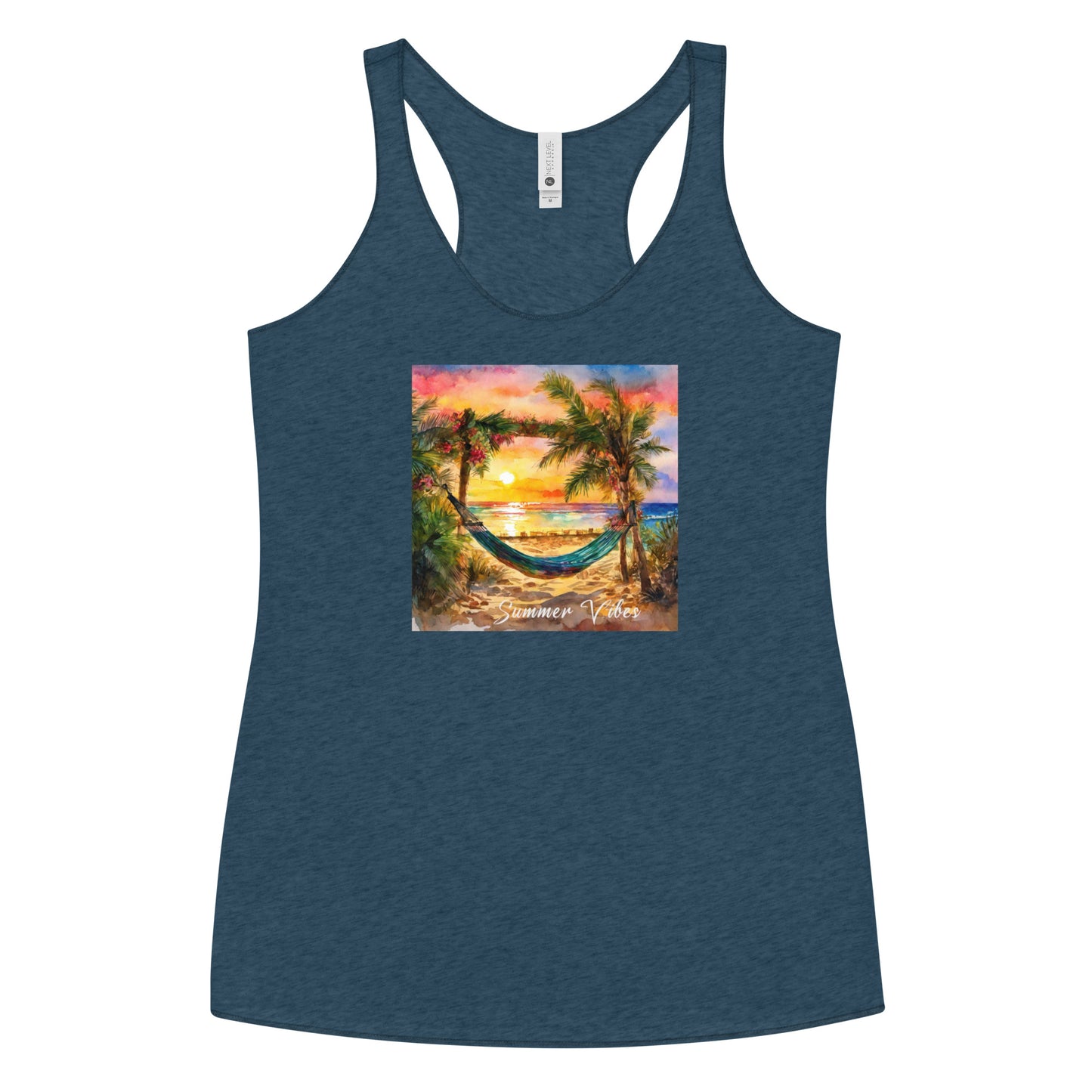 Summer Vibes Women's Racerback Beach Tank Top Indigo