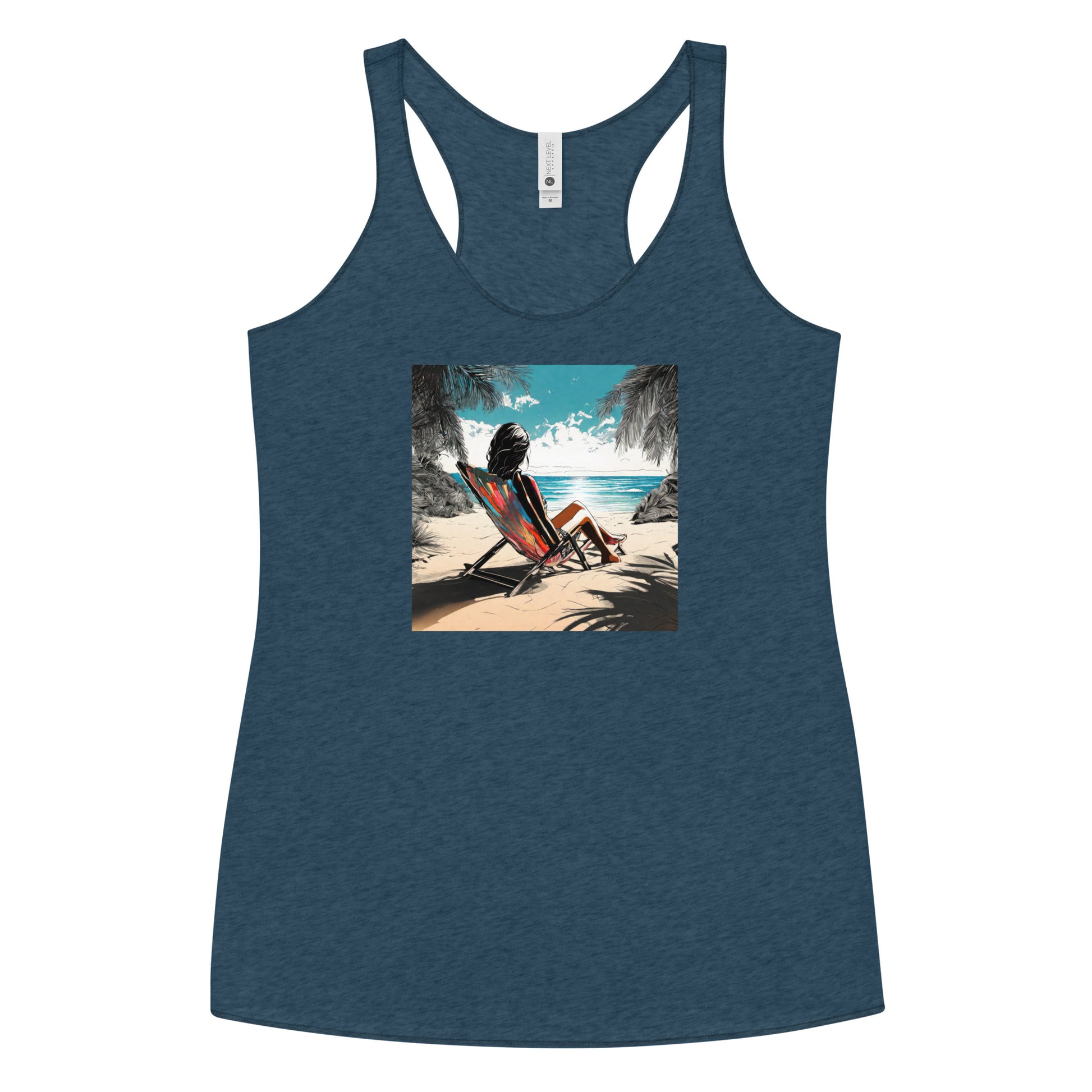 Relaxing on the Beach Women's Racerback Summer Tank Top Indigo