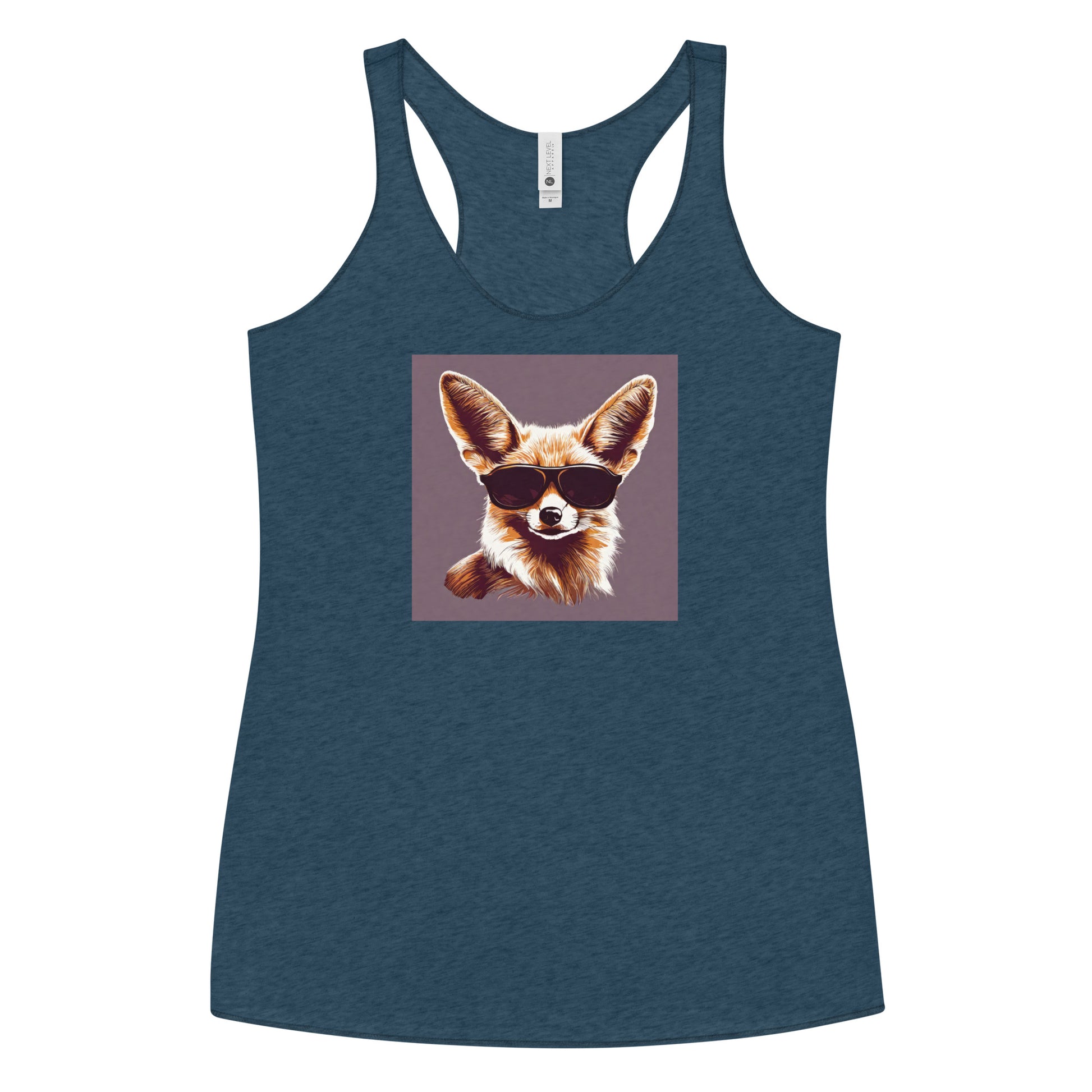 Fennec Fox in Shades Women's Animal Lover Racerback Tank Top Indigo