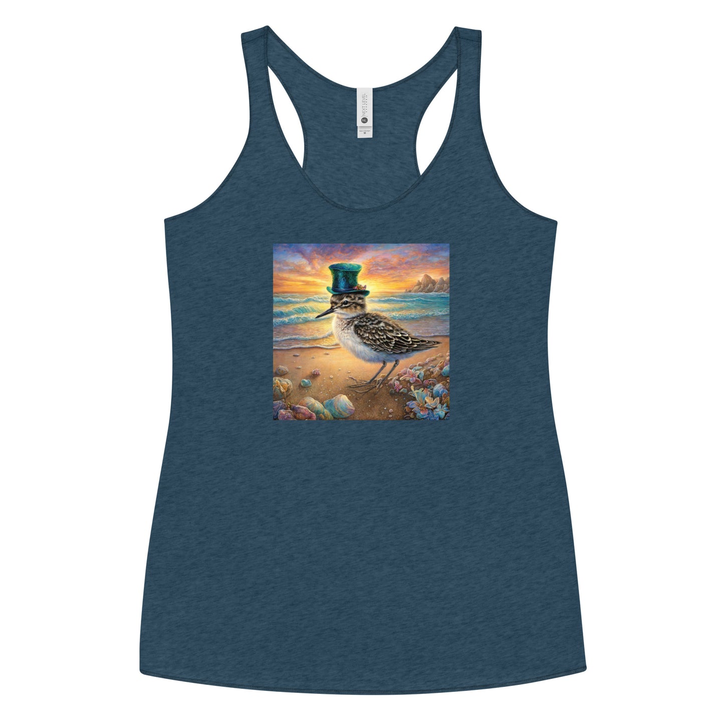 Sandpiper in Top Hat Women's Racerback Beach Tank Top Indigo