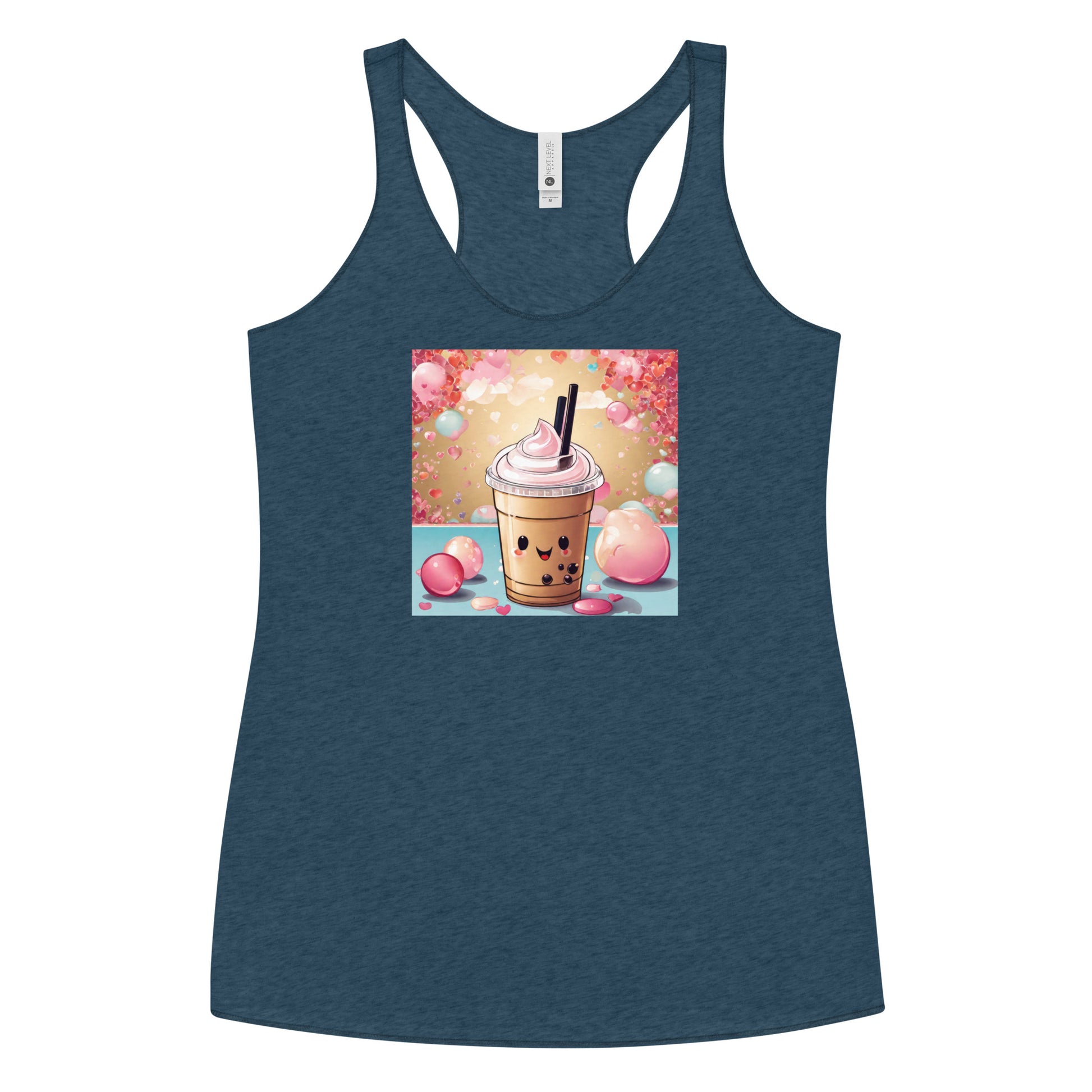 Cute Bubble Milk Tea Women's Boba Racerback Tank Top Indigo