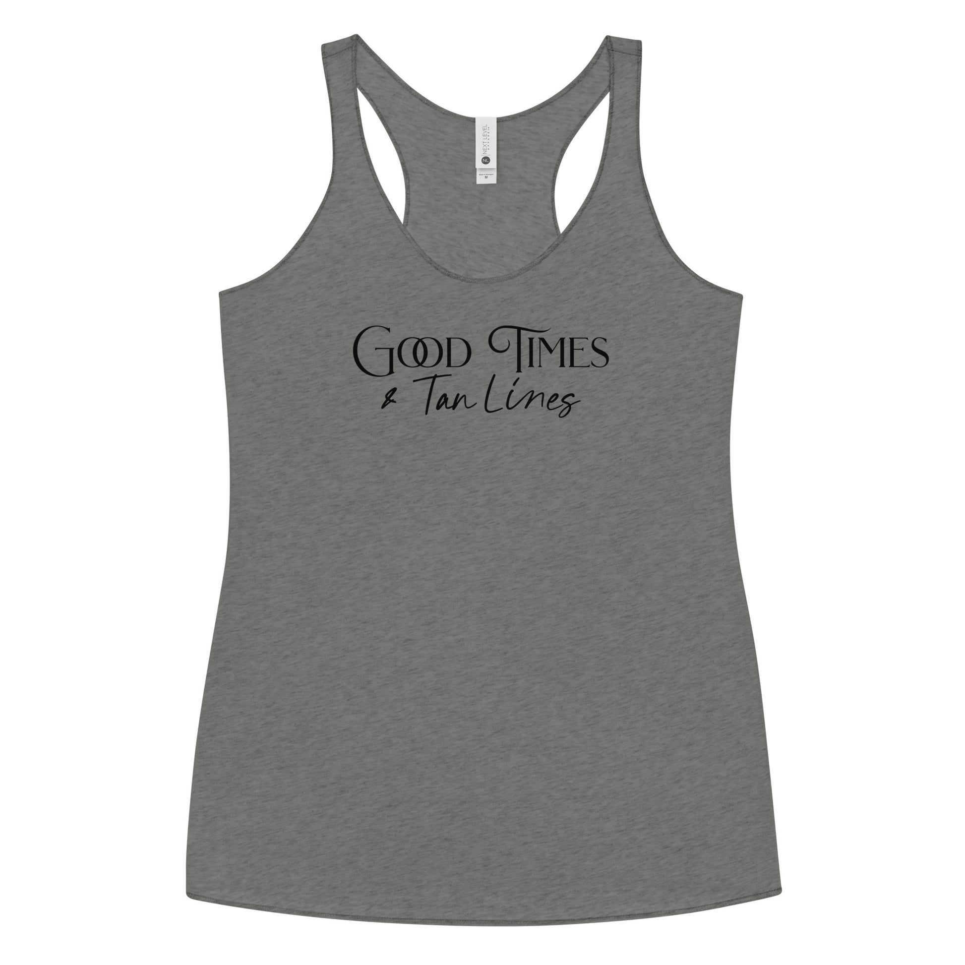 Good Times & Tan Lines Women's Racerback Beach Tank Top Premium Heather