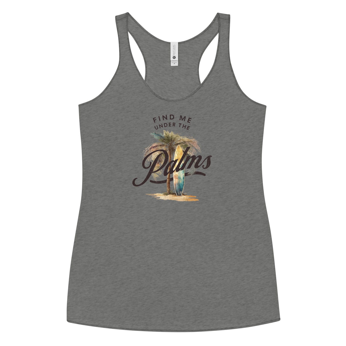 Find Me Under the Palms Women's Racerback Summer Tank Top Premium Heather